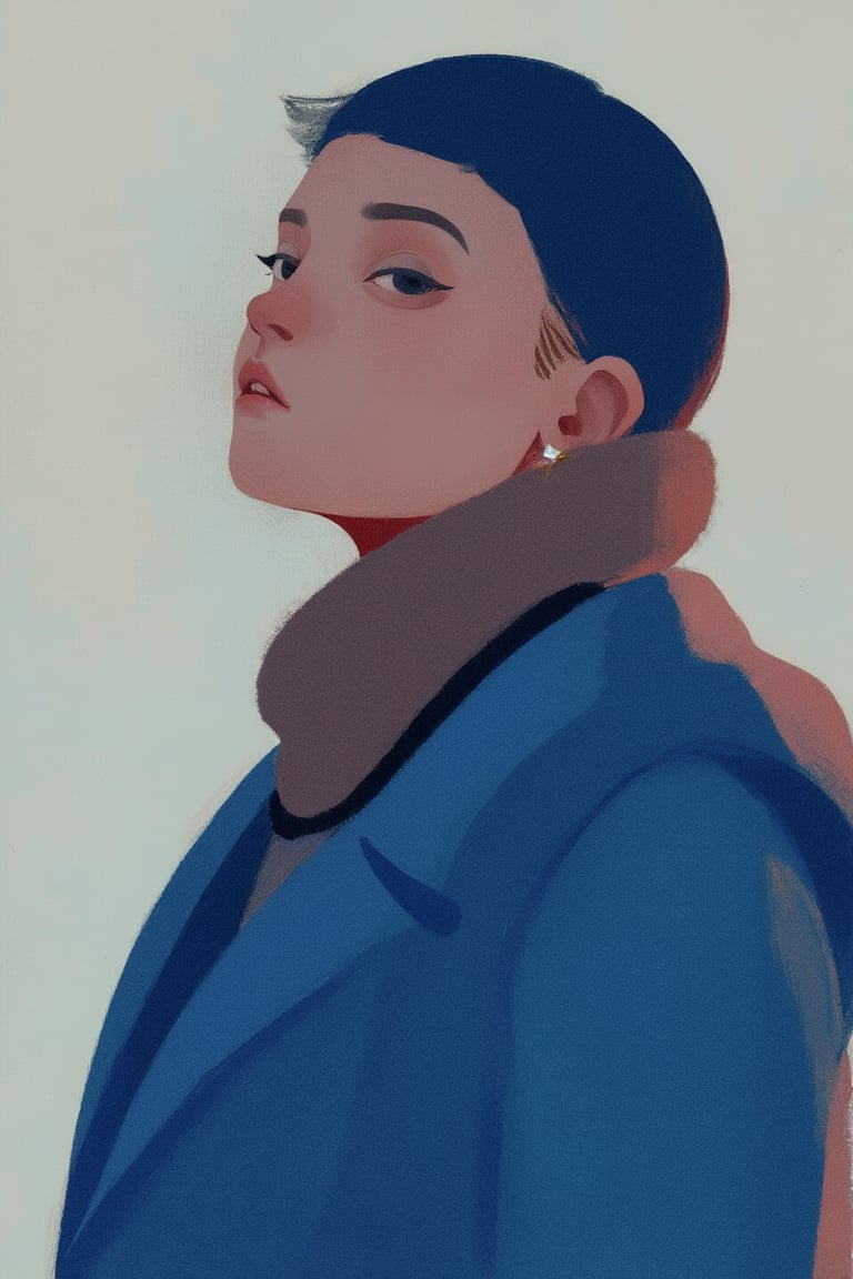 flat_art of woman wearing blue jacket