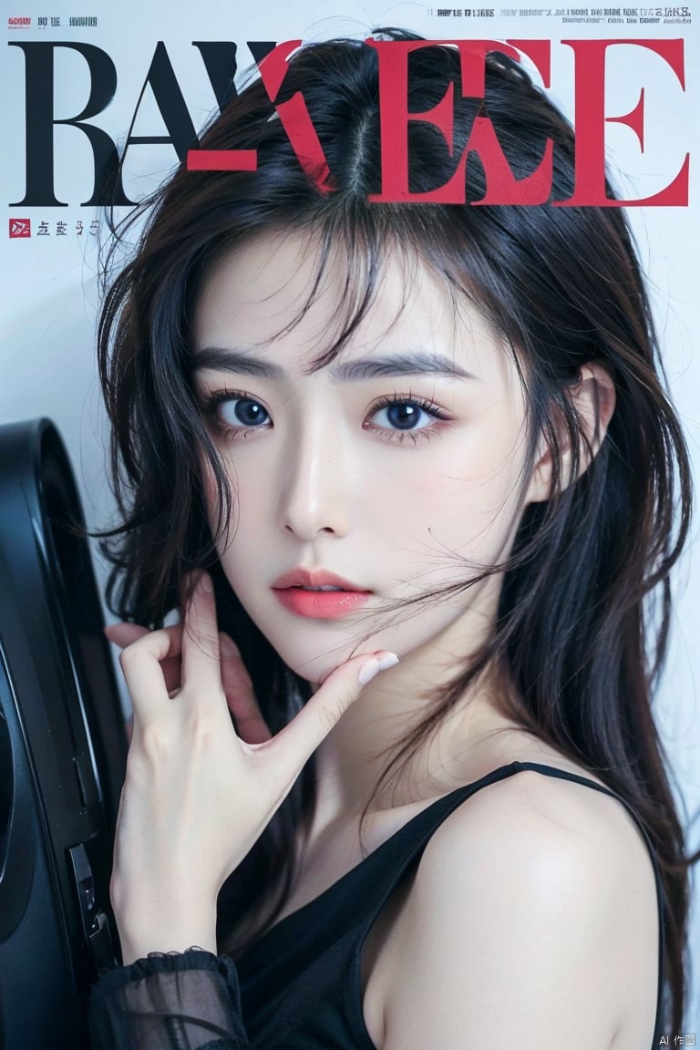 ,(8k, RAW photo, best quality, masterpiece:1.2),(((portrait:1.2))),((((realistic, photo realistic:1.5)))),(beautifuly detailed eyes:1.2),((front view:1.3)),Fashion Magazine coverï¼A handsome female model,((((dramatic))), (((Gritty))), (((intense))) film poster featuring a young miss as the central character. She stands confidently in the center of the poster, wearing a fashionable and edgy Full set of equipment, with a determined Express on her face. The background is dark and Gritty, with a sense of danger and intensity. The text is Bold and striking, with a catchy tagline that adds to the overall feeling of drama and excitement. The color palette is mainly dark with splashes of Full of energy colors, giving the poster a Dynamic and visually striking appearance,vertical painting (Magazine:1.3), (cover-style:1.3), Fashionable, miss, Full of energy, Full set of equipment, posture, front, colorful, Dynamic, background, element, confident, Express, Keep, statement, Accessories, majestic, coiled, about, touch, Scenes, text, cover, Bold, striking, title, fashionable, font, catchy, title, big, striking, modern, trend, focus, Fashion,,,fair_skin,shiny_skin,Support your chin with both hands