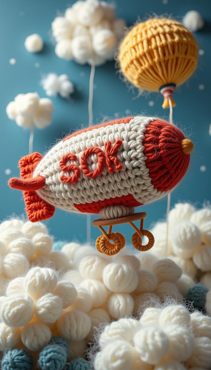 Made out of wool a dirigible blimp