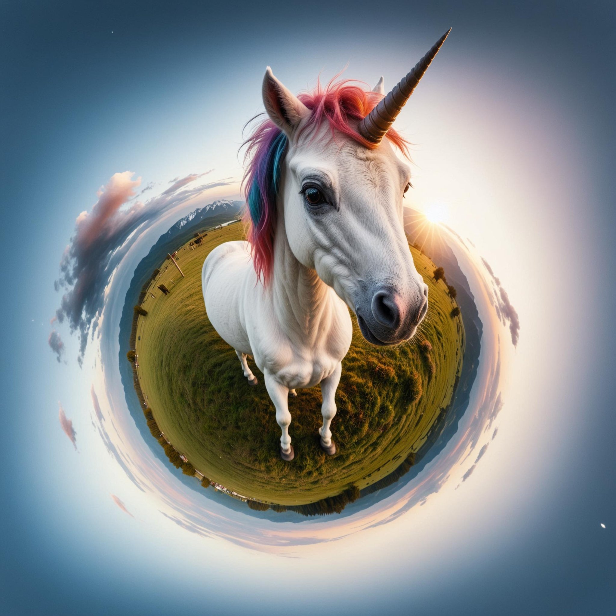 <lora:TinyPlanetSDXL:1> TinyPlanet a unicorn with a multicolored mane