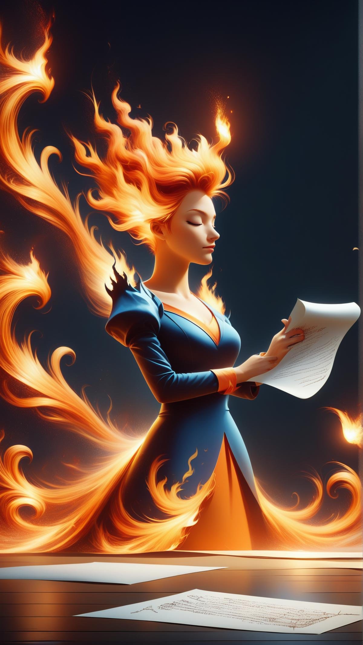 <lora:ElementFirePDXL:0.8>score_9, score_8_up, score_7_up, ElementFire Orange a piece of used wrapping paper, fire, flames, blazing, (Masterpiece:1.3) (best quality:1.2) (high quality:1.1)