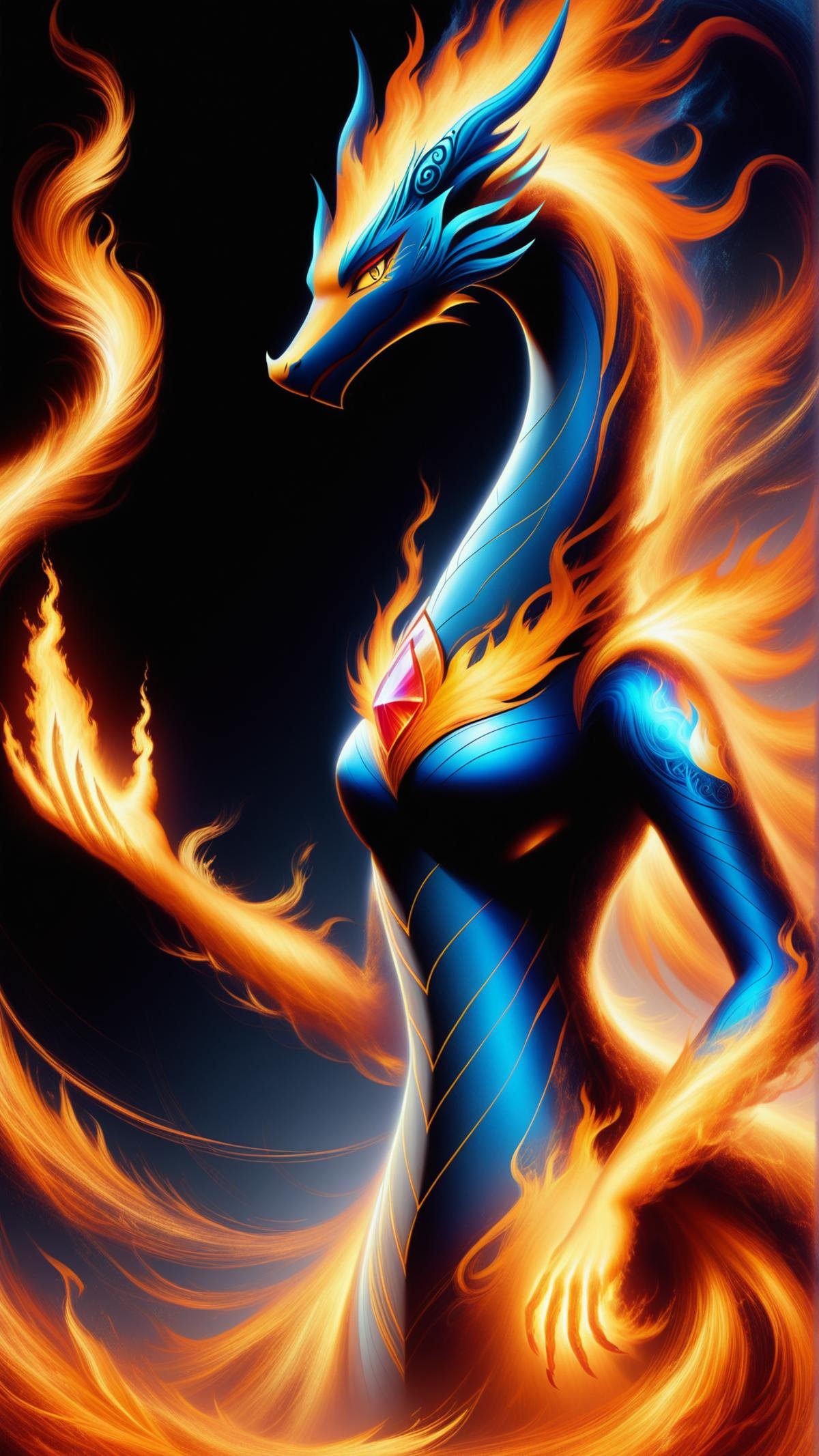 <lora:ElementFirePDXL:0.8>score_9, score_8_up, score_7_up, ElementFire Orange a renessnace portrait of a beautiful anthropomorphic female dragon, accurate details, vibrant colours, concept art, trending on pixiv, fire, flames, blazing, (Masterpiece:1.3) (best quality:1.2) (high quality:1.1)