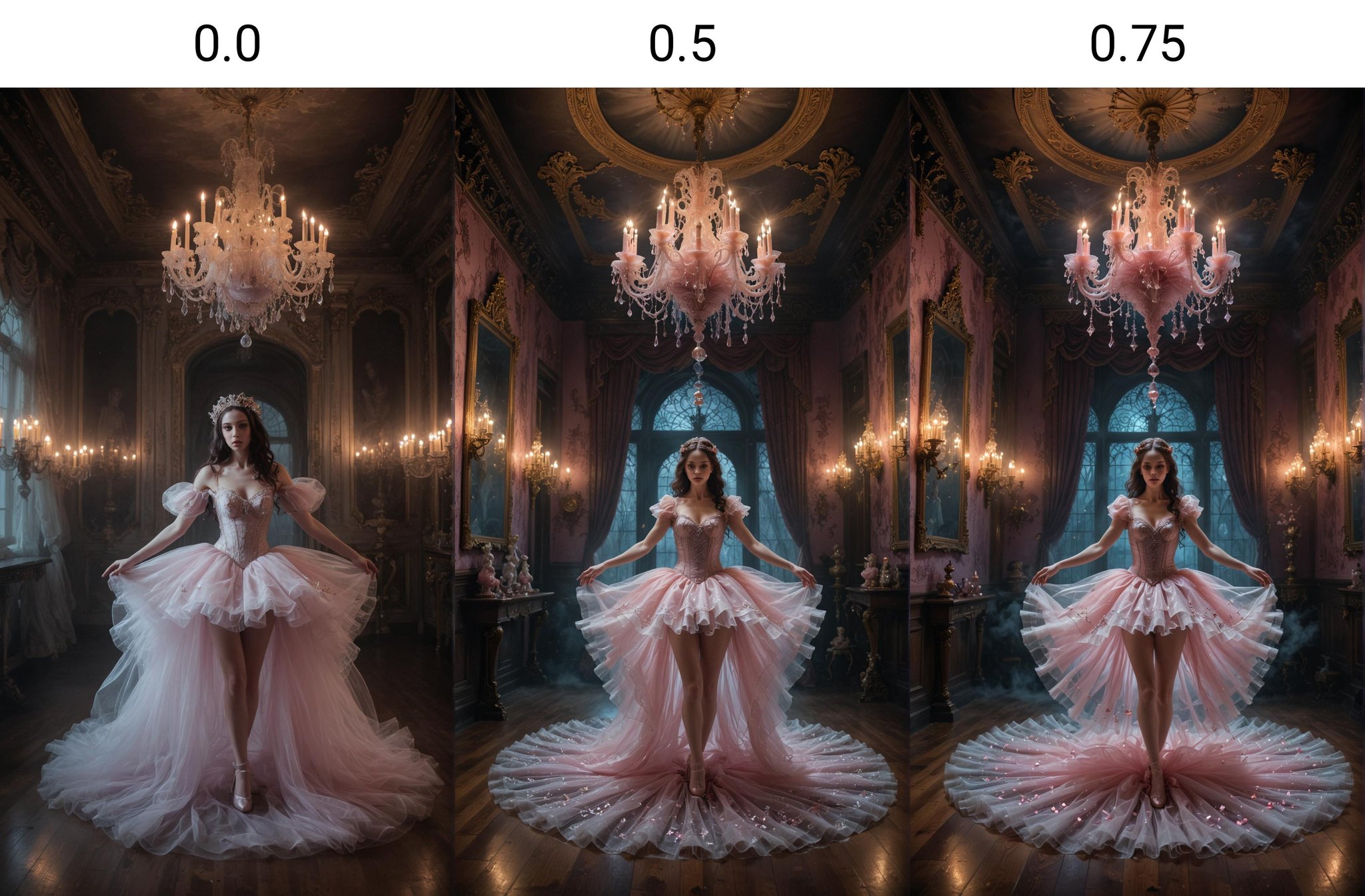 <lora:dAIversityUnderstandingXL-Realistic:0.0> Ethereal ballet of ghostly figures, floating and twirling in a haunted mansion made of candy. Transparent, glowing apparitions, pastel colors, whimsical, detailed candy architecture, gothic chandeliers, candles, glossy textures, intricate lace, tulle, and frills, dreamy and mysterious atmosphere, foggy, candle-lit, night scene, surreal and enchanting,cube