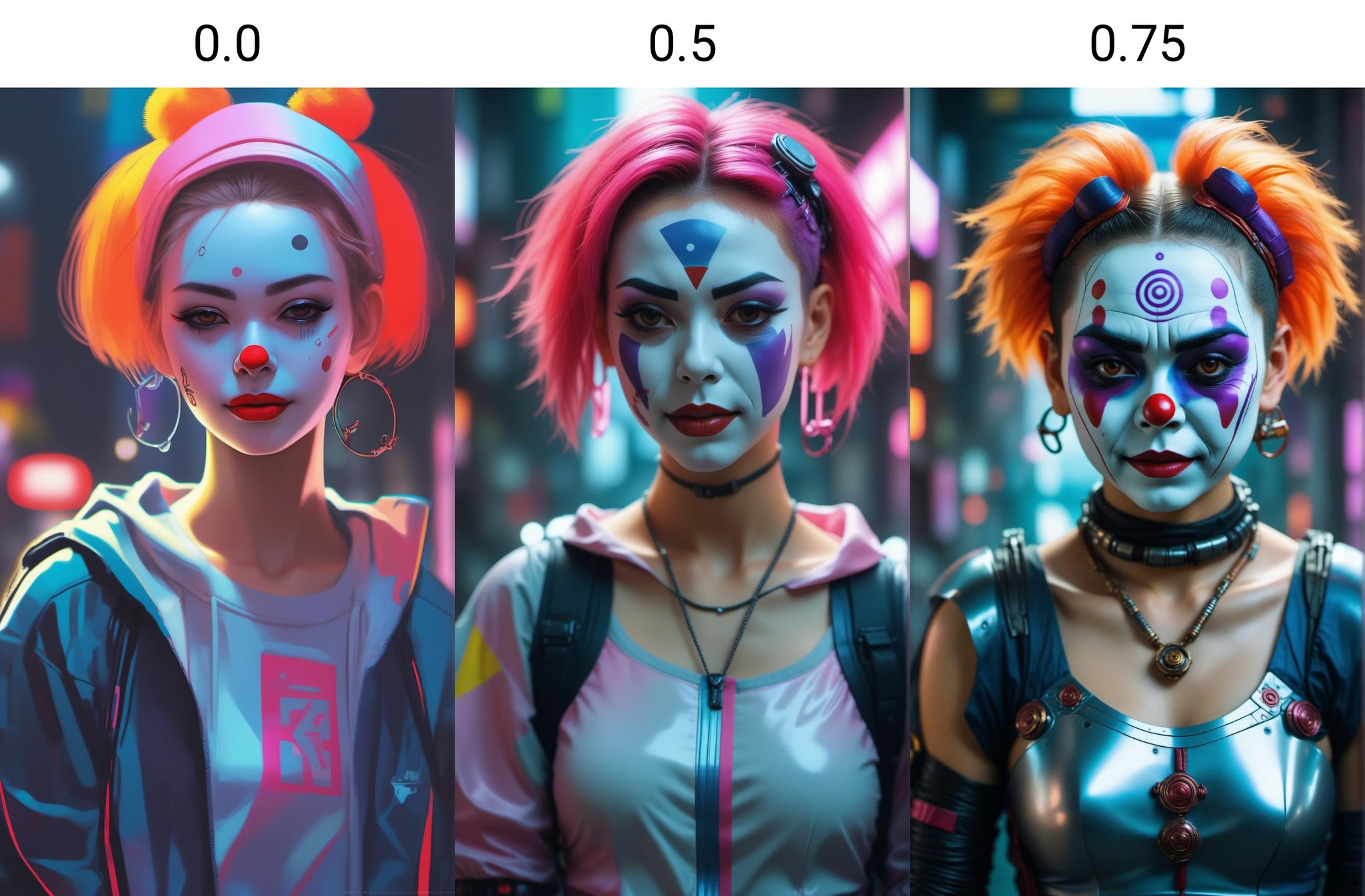 <lora:dAIversityLoRASDXL-PhotoSemiReal:0.0>by kyoto animation, very cool clown girl, wearing cyberpunk intricate streetwear, beautiful, detailed portrait, intricate complexity, ilya kuvshinov, cell shaded, 4 k, concept art, by wlop, ilya kuvshinov, artgerm, krenz cushart, greg rutkowski, sharp focus, volumetric lighting, cinematic lighting, studio quality