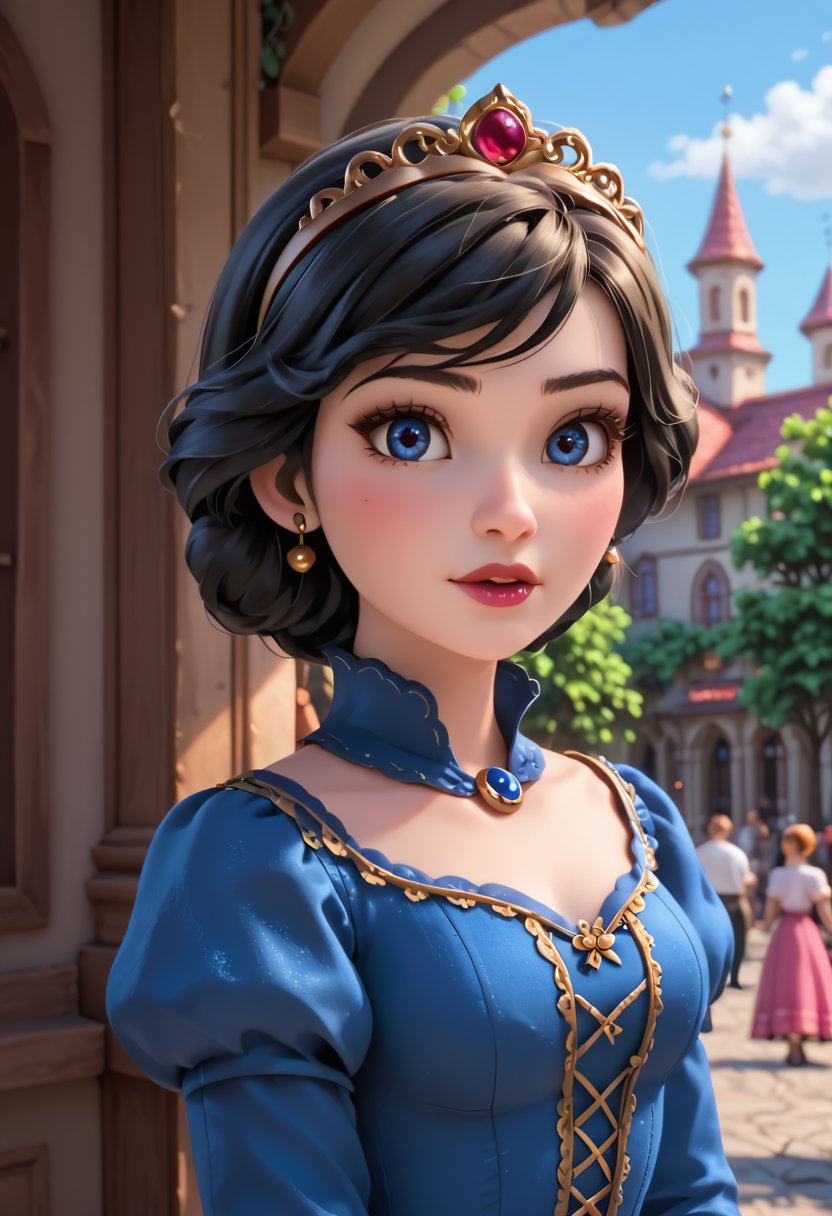 score_9, score_8_up, score_8, Craft a high-detailed image featuring Snow White, the iconic Disney character. Envision her with intricate details, beautiful features, and set against a perfect backdrop, masterpiece in 32k ultra HDR resolution, capturing the charm and magic of this beloved Disney princess.