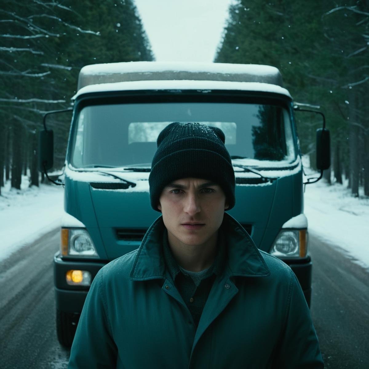 cinematic film still of  <lora:Split Diopter style:1>Split image focus of closeup of a  truck car on the left in the snow standing next to two men on the right,Split Diopter style,1girl,short hair,black hair,hat,outdoors,multiple boys,day,2boys,tree,coat,ground vehicle,scenery,motor vehicle,snow,winter clothes,car,winter,truck,nearsighted,farsighted,split,split focus,focus,sharp focus,deep focus,Split focus,split screen , artistic, Kodak, dramatic light, dramatic shadow light, contrast, saturated color, cinematic, filmic, motion picture, realistic, realism, perfection, perfect, deep focus, clean image, wide screen, detailed image, cinematic, deep space composition, shallow depth of field, vignette, highly detailed, high budget, bokeh, cinemascope, moody, epic, gorgeous, film grain, grainy