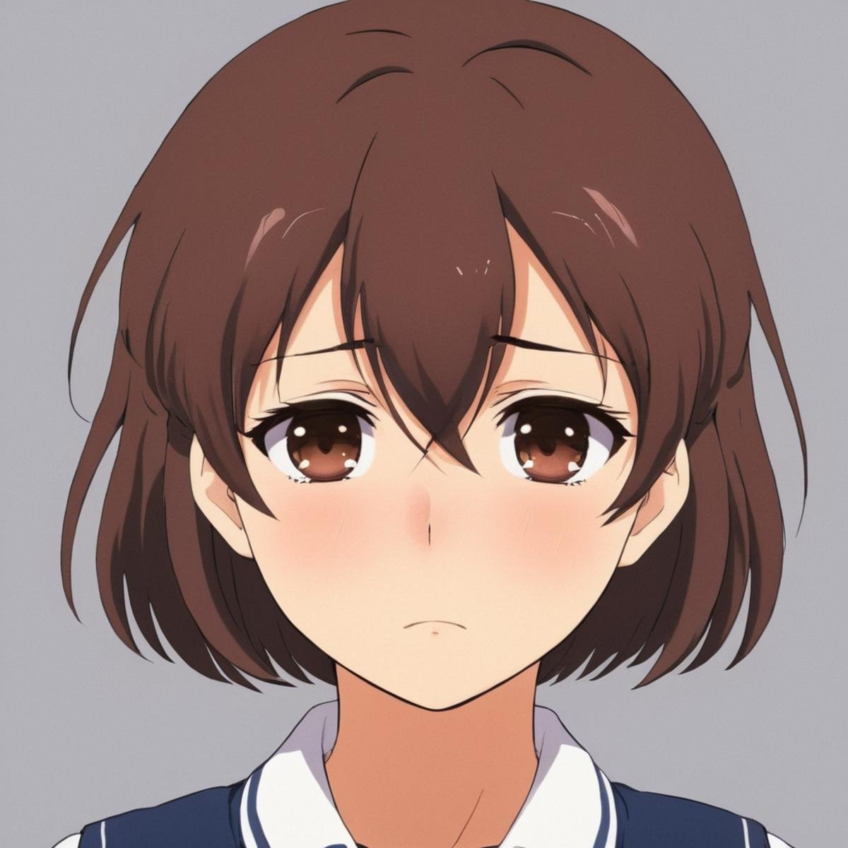 anime artwork of  <lora:crying style:0.8> <lora:detailed:0.5> <lora:perfection style:0.5>a anime woman with tears:1 on her eyes and face and the face of a sad woman,1girl,solo,blush,short hair,brown hair,brown eyes,school uniform,serafuku,tears,crying,sad,furukawa nagisa , crying, sad, teary face, tears, crying style, anime style, key visual, vibrant, studio anime,  highly detailed