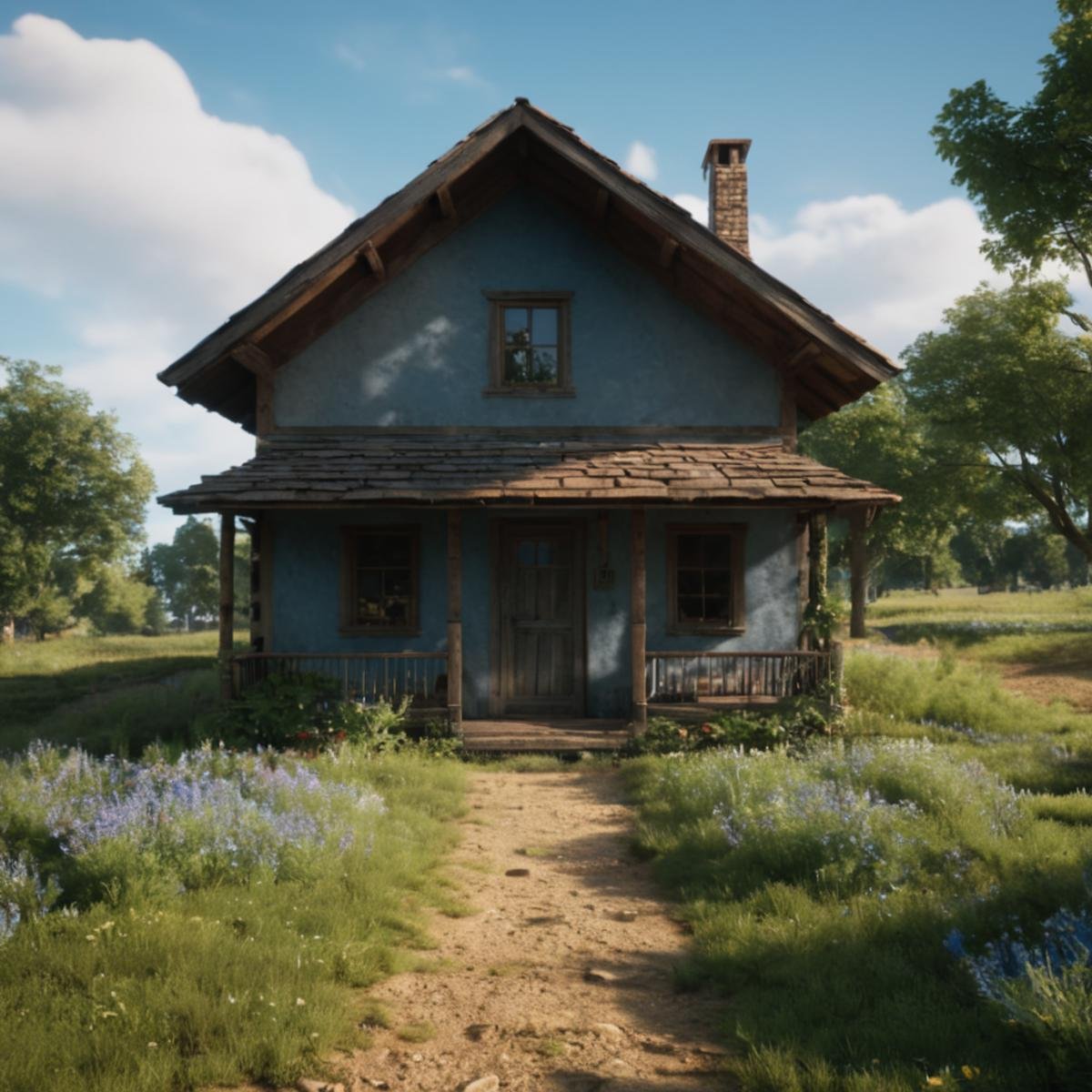 cinematic film still of  <lora:Unreal Engine style:1>An Unreal Engine image of a small house in a field with a tree,outdoors,sky,day,cloud,tree,blue sky,no humans,grass,scenery,fence,door,house , realistic, realism, photorealism, hyperrealism, hyperrealistic, realistic, sharp, detailed, cinematography style, film light style, movie still,  professional photography, artistic, perfection, contrast, cinematic, filmic, high quality photo,  8k quality, colorful, photography style, 3D computer graphics, Blender, 3ds Max, Maya, Cinema 4D, ZBrush, AutoCAD, LightWave 3D, Adobe Dimension, virtual reality, 3d, different people, real-time 3D,  Epic Games style, Unreal Engine style, shallow depth of field, vignette, highly detailed, high budget, bokeh, cinemascope, moody, epic, gorgeous, film grain, grainy