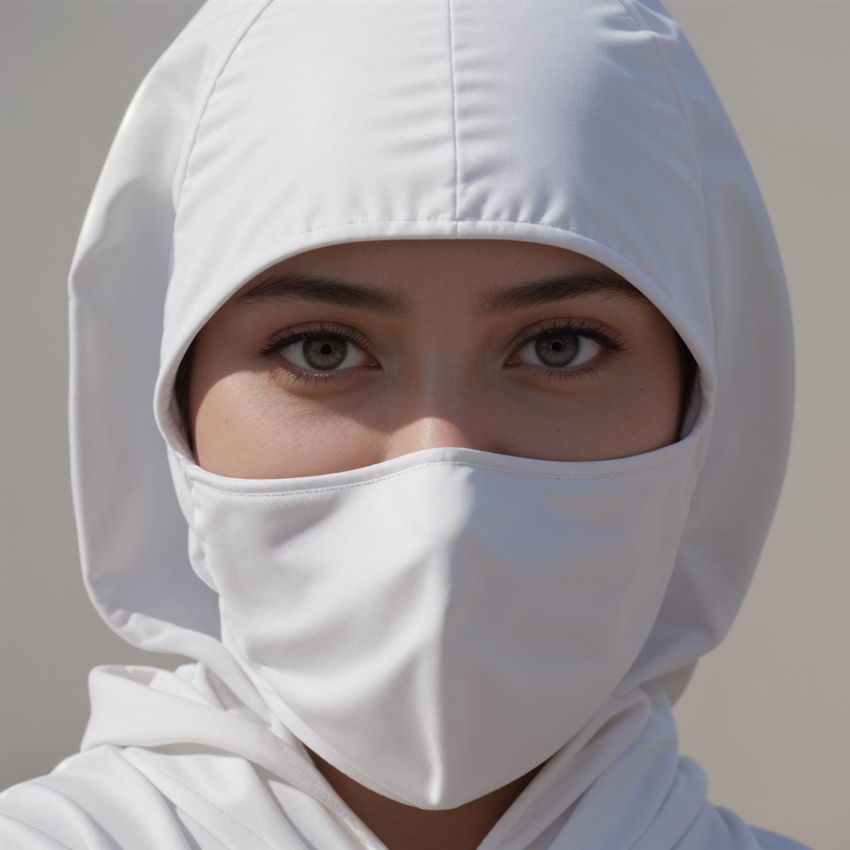 cinematic film still of  <lora:Ron Fricke style SD1.5:0.9>a woman wearing a white hood and a white mask,solo,looking at viewer,1boy,brown eyes,male focus,hood,blurry,mask,depth of field,blurry background,portrait,hood up,realistic,mouth mask,covered mouth,straight-on , realistic, realism, movie still, film grain, kodak film, film contrast, film color, cinematography, documentary, photography, 70 mm film, 65 mm film, Todd-AO, Todd-AO 35, 8K resolution, Ron Fricke film director style, Ron Fricke film directing style, Ron Fricke style, shallow depth of field, vignette, highly detailed, high budget, bokeh, cinemascope, moody, epic, gorgeous, film grain, grainy