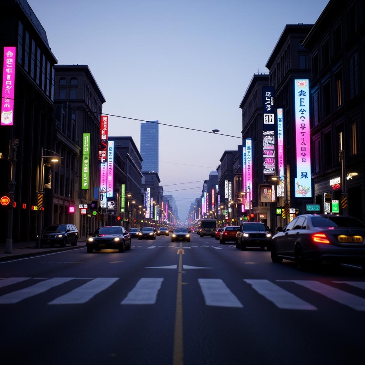 professional 3d model  <lora:Unreal Engine style v1:1>An Unreal Engine image of a city street with a lot of traffic and neon signs,outdoors,sky,no humans,ground vehicle,building,scenery,motor vehicle,city,sign,car,road,cityscape,power lines,lamppost,street,skyscraper,road sign,traffic light,crosswalk,real world location , realistic, realism, photorealism, hyperrealism, hyperrealistic, realistic, sharp, detailed, cinematography style, film light style, movie still,  professional photography, artistic, perfection, contrast, cinematic, filmic, high quality photo,  8k quality, colorful, photography style, 3D computer graphics, Blender, 3ds Max, Maya, Cinema 4D, ZBrush, AutoCAD, LightWave 3D, Adobe Dimension, virtual reality, 3d, different people, different characters, different models, detailed eyes, detailed nose, detailed ears, detailed environment, detailed body, detailed face, detailed nipples, detailed breasts, detailed feet, detailed hands, perfect, perfection, epic, awesome, Interactive, Cybernetics, different lighting, light, Video games, Film and television, Unreal, real-time 3D,  Epic Games style, Unreal Engine style . octane render, highly detailed, volumetric, dramatic lighting