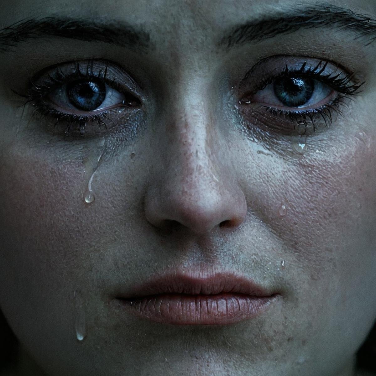 Hyperrealistic art of  <lora:crying style v4:0.9>eye tears of a woman with a tear on her face,solo,1boy,male focus,tears,black eyes,lips,eyelashes,portrait,close-up,realistic ,emotional tears, sob, sadness, wrinkly, dramatic movie themed, sharp, detailed, epic cinematic photography, artistic, dramatic light, cinematic color style, Kodak film style, tears style, Extremely high-resolution details, photographic, realism pushed to extreme, fine texture, incredibly lifelike