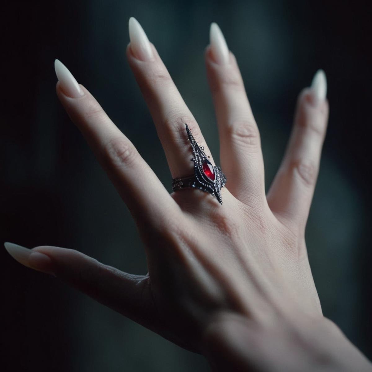 cinematic film still of <lora:perfect hands 2:1>a vampire creature's five fingers idle detailed hand with long nails Perfect Hands, shallow depth of field, vignette, highly detailed, high budget, bokeh, cinemascope, moody, epic, gorgeous, film grain, grainy