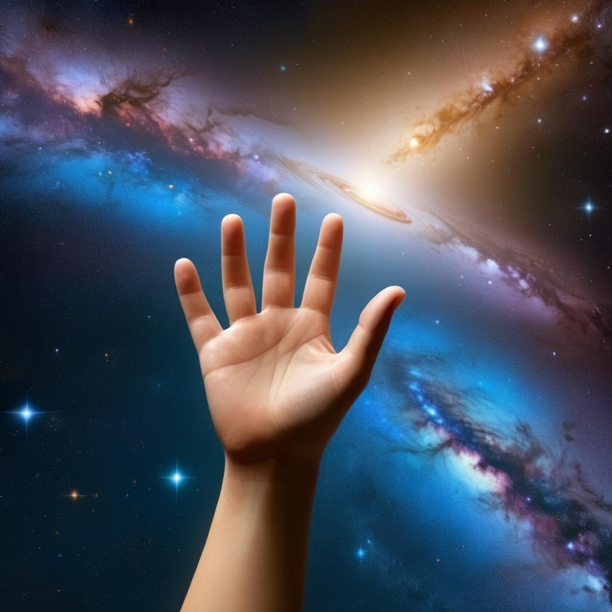 Hyperrealistic art of  <lora:Perfect Hand:1.2>perfection a hand reaching up towards a galaxy perfect hand style, Extremely high-resolution details, photographic, realism pushed to extreme, fine texture, incredibly lifelike