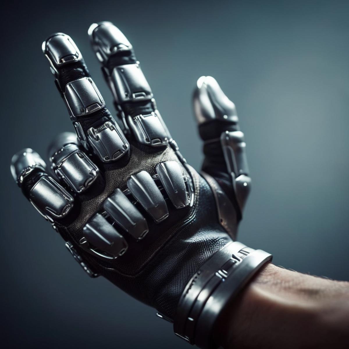 cinematic film still of <lora:Perfect Hands:1.2>a futuristic five_fingers hand with a metal glove on Perfect Hands, shallow depth of field, vignette, highly detailed, high budget, bokeh, cinemascope, moody, epic, gorgeous, film grain, grainy