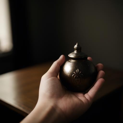 cinematic film still of  <lora:detailed style SD1.5:0.3> <lora:Hand v3 SD1.5:0.1> <lora:perfection style SD1.5:0.4>A perfect detailed photo of a hand holding a grenade shaped object in a room, shallow depth of field, vignette, highly detailed, high budget, bokeh, cinemascope, moody, epic, gorgeous, film grain, grainy