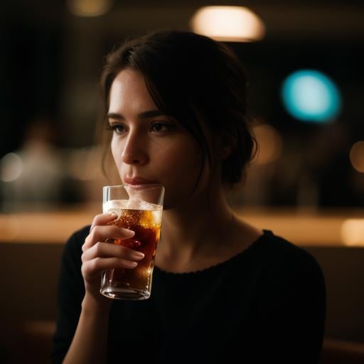 cinematic film still of  <lora:detailed style SD1.5:0.3> <lora:Hand v3 SD1.5:0.1> <lora:perfection style SD1.5:0.4>A perfect detailed photo of a person drinking a glass of soda, shallow depth of field, vignette, highly detailed, high budget, bokeh, cinemascope, moody, epic, gorgeous, film grain, grainy