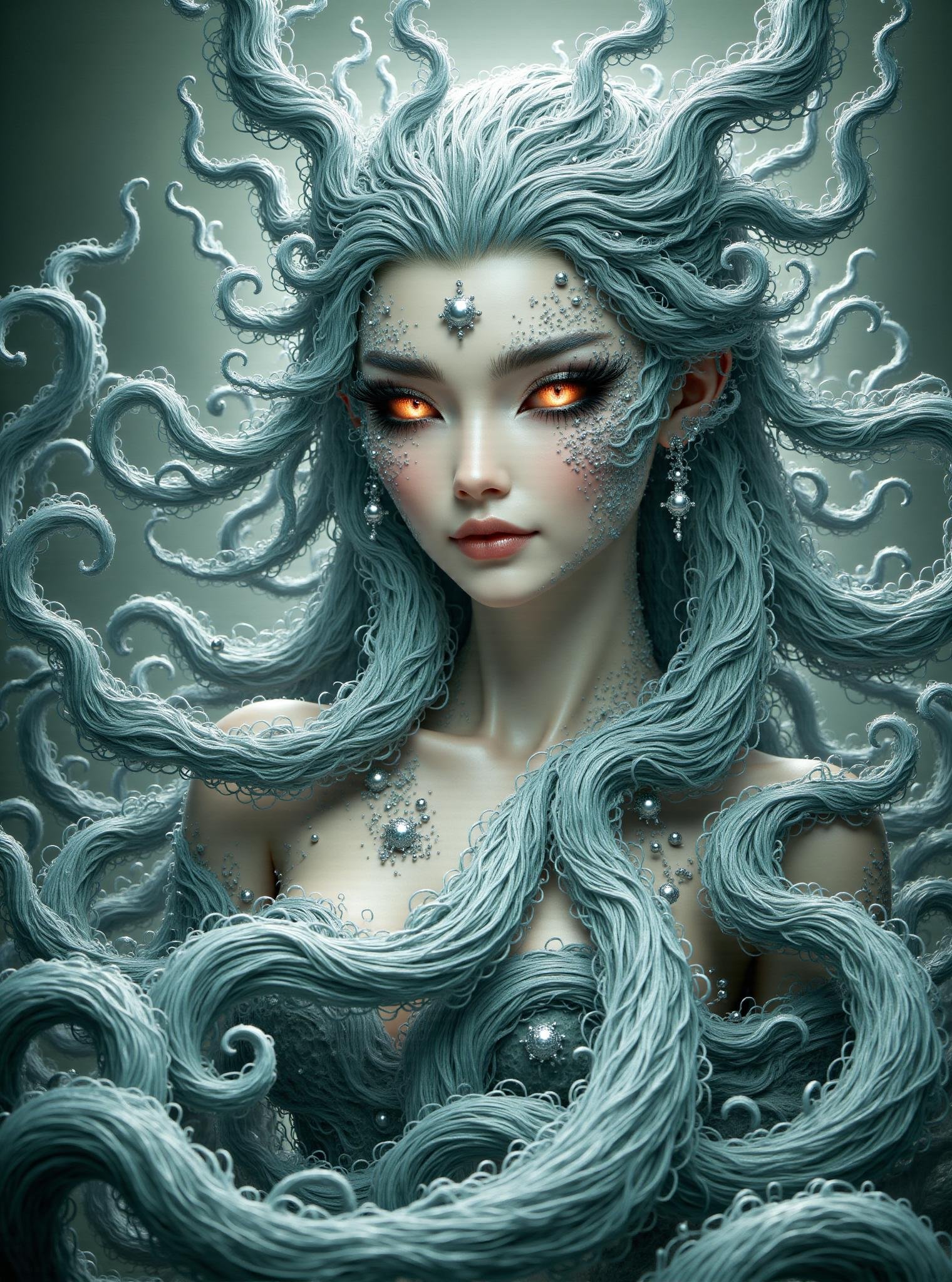 jiaoren, Mermaid-like beings from Chinese mythology,  known for their tears turning into pearls,  benevolent and beautiful, associated with the sea and its mysteries,  symbolize love, beauty, allure of the unknown , synergistic