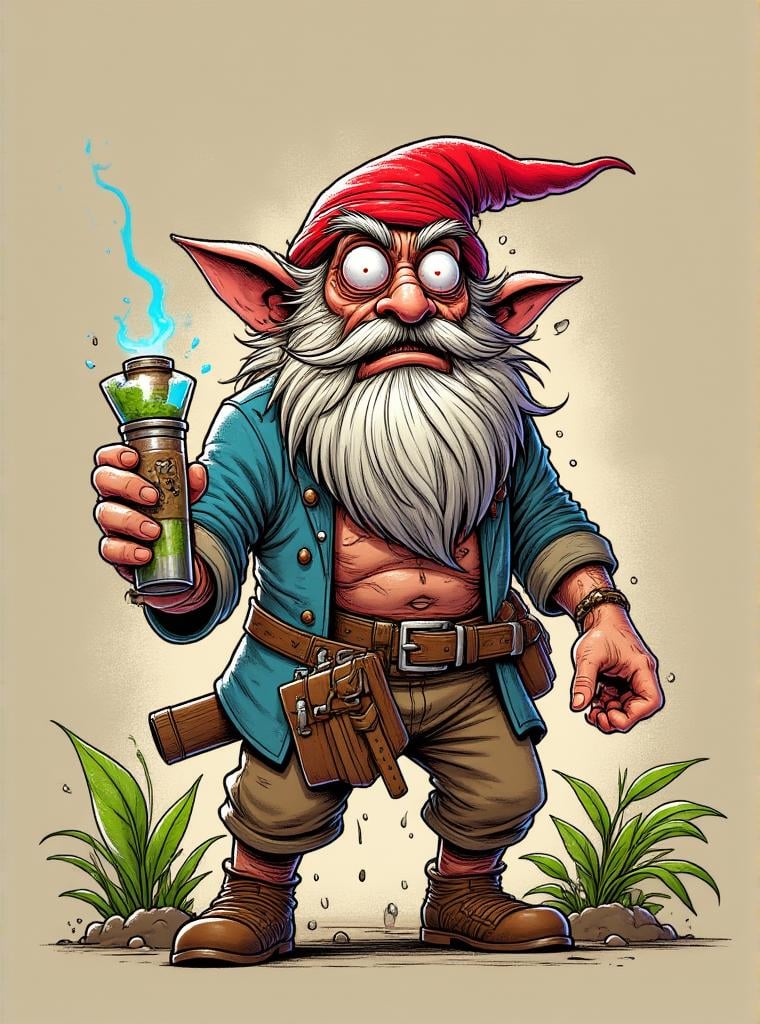 male  gnome, 1 feet small, humanoid, earth-dwelling humanoid being, affinity with the earth and nature, gardening and craftsmanship, fantasy