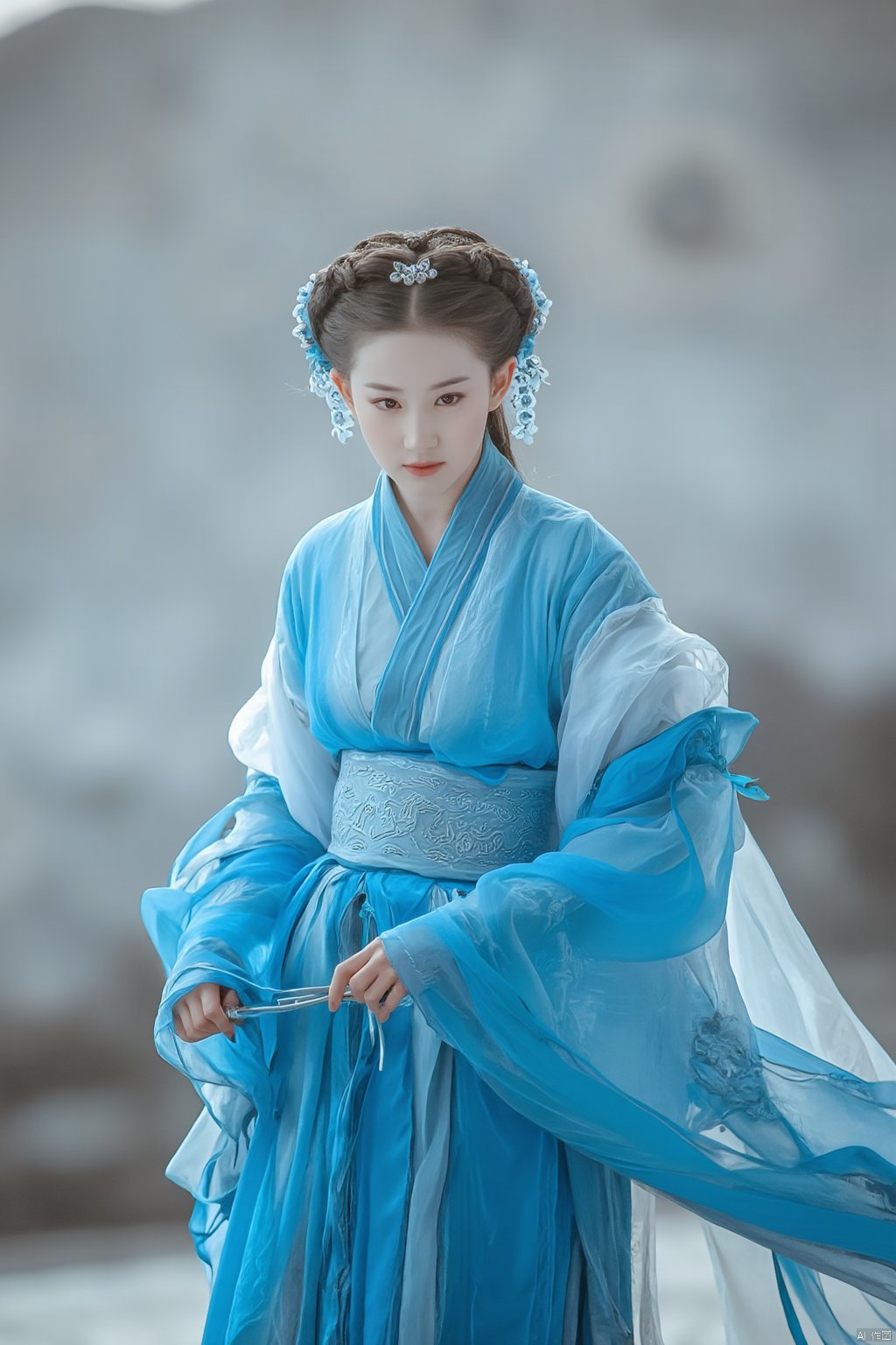 Surrealist beauty photo,blue hanfu, liuyife,Xxiaolongnv