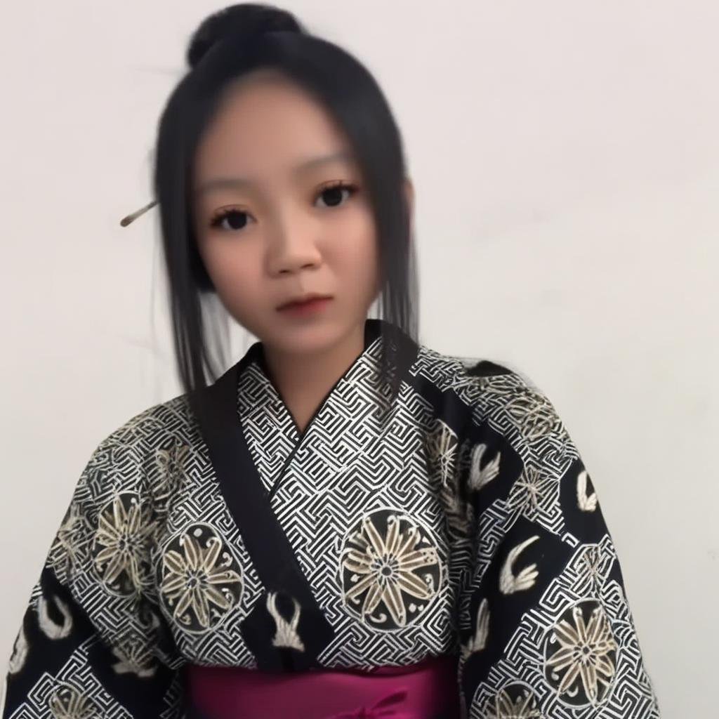 1girl,black hair, wearing kimono