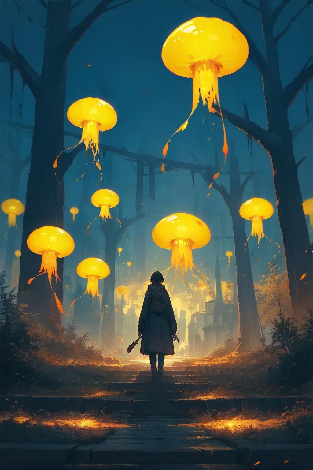 score_9, score_8_up, score_7_up, big yellow glowing jellyfish, aesthetic, fantasy art, digital art, no human, illustration, background <lora:neonils_v2:0.8>