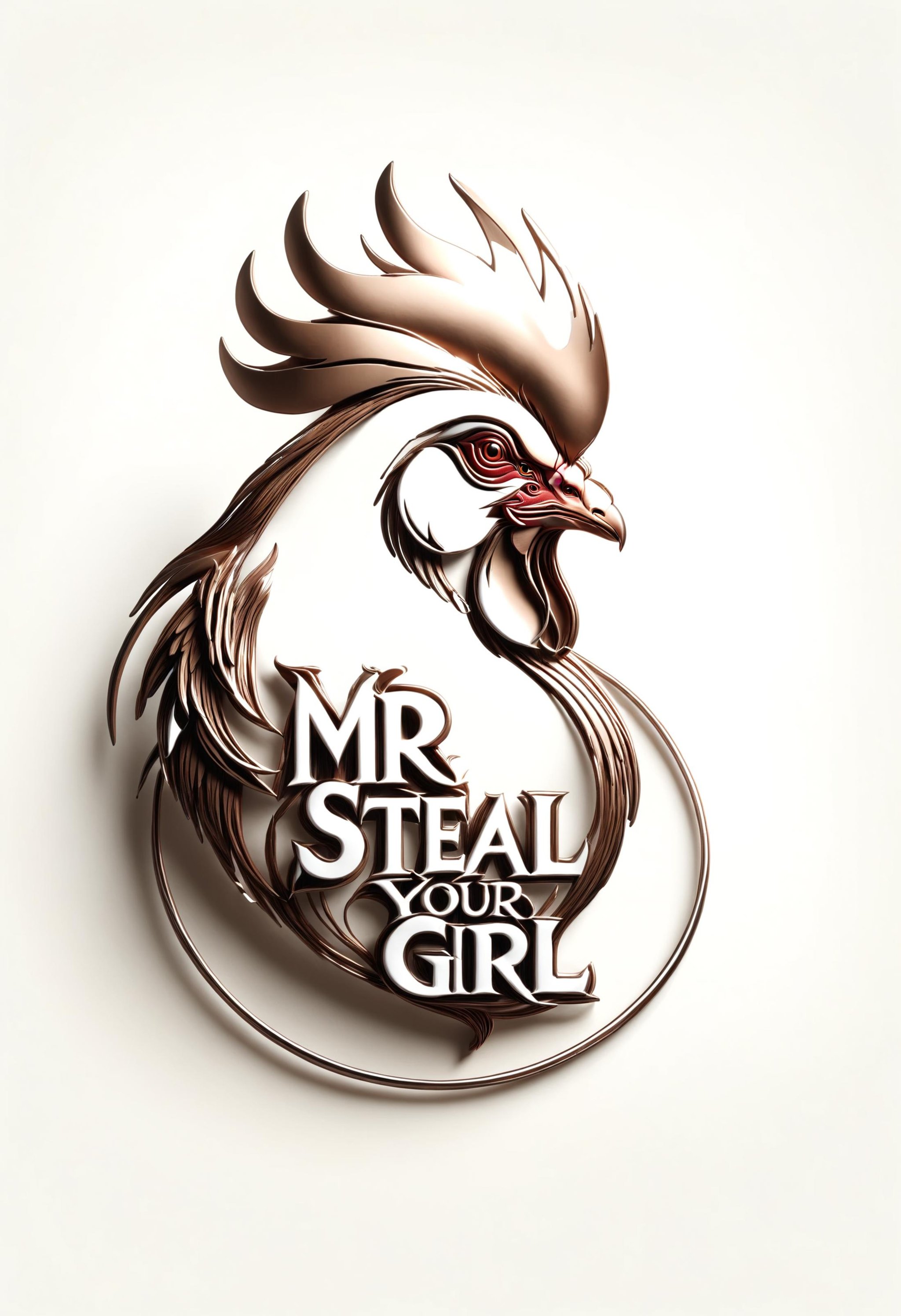 ("Mr Steal your Girl" text logo:1.2), a portrait of a rooster looking ferocious, b&w, high contrast, flat <lora:dvr-ftl:0.8> <lora:dvr-cpwr:0.8> dvr-cpwr