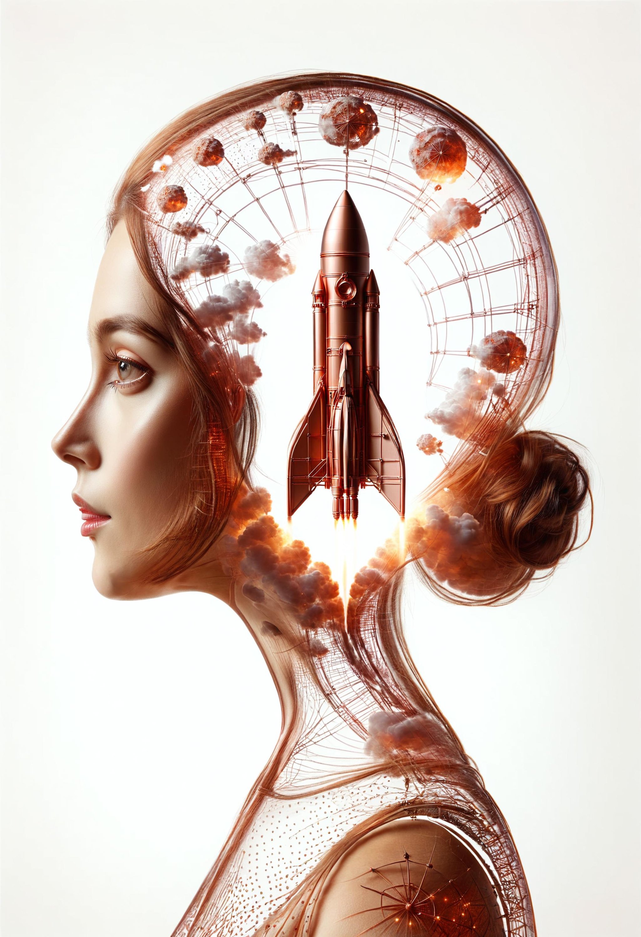 dvr-wwyt, a woman, a rocket, double exposure <lora:dvr-wwyt:0.8> <lora:dvr-cpwr:1> dvr-cpwr