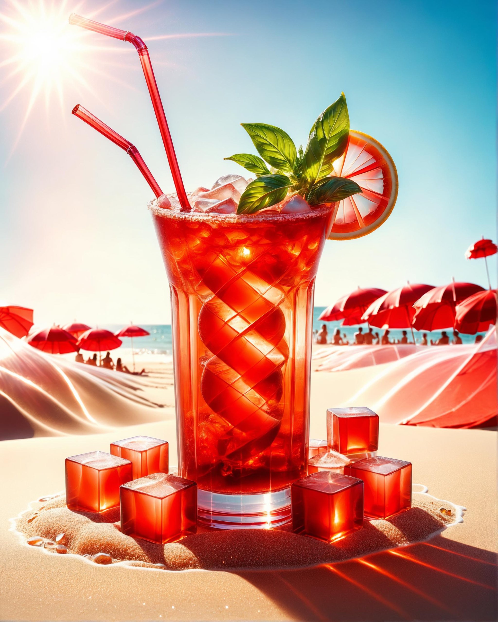 insane amounts of external raging elemental energy converging into a margherita cocktail drink with straw, ice cubes, surrealism, elemental dna strand twister, double exposure art, a hot day on the sparkly sand at the beach<lora:dvr-trd:1> dvr-trd