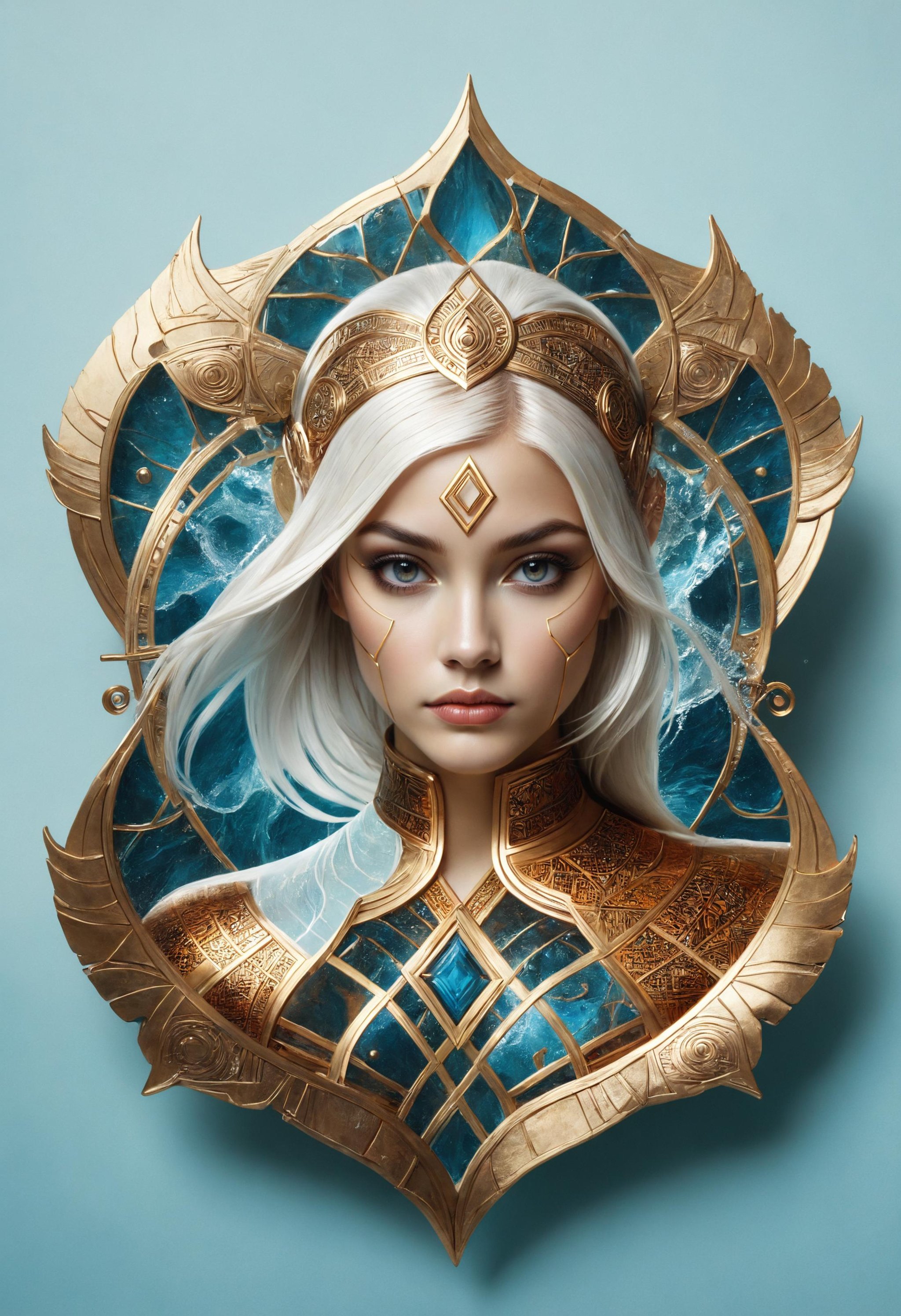 [ floating overlapping hollow polygons pin : a woman portrait inspired by tridents, mirrored imagery, water bender, fast shutter speed <lora:dvr-frft:0.8> dvr-frft : 5]