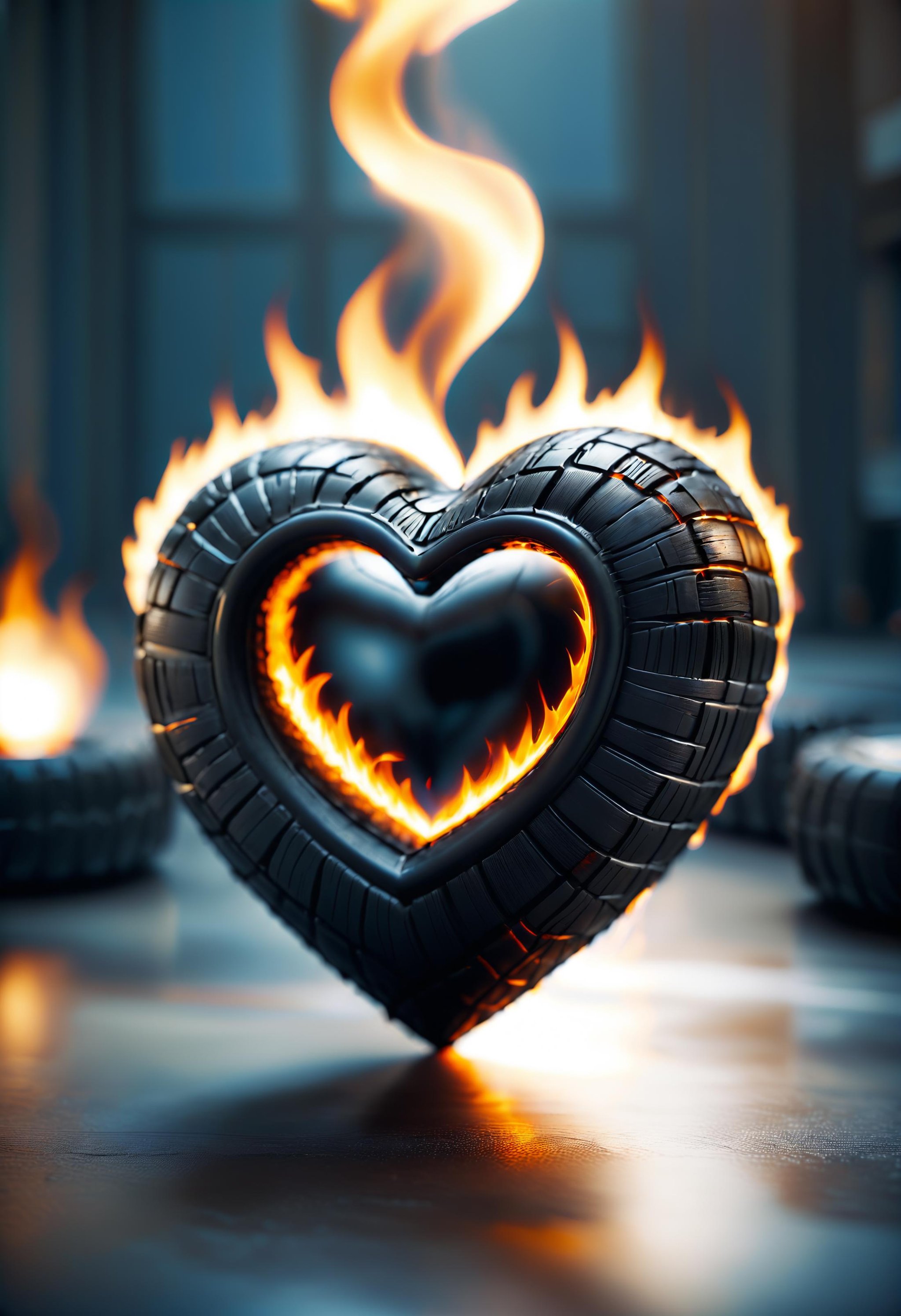 cinematic photo a heart on fire made of dvr-rbbr, 35mm photograph, film, bokeh, professional, 4k, highly detailed<lora:dvr-rbbr:0.8> 