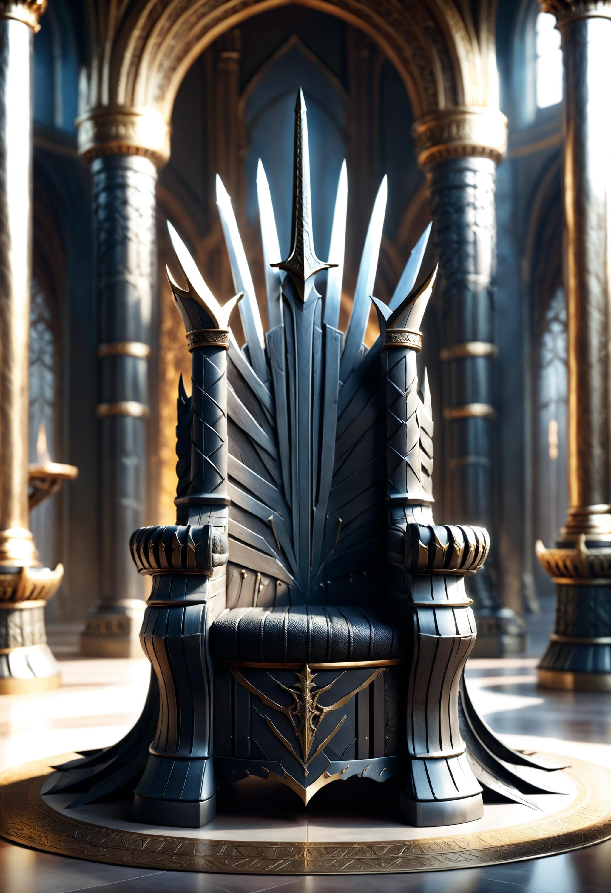 concept art a throne made of swords. digital artwork, illustrative, painterly, matte painting, highly detailed artstation, sharp focus, visionary art<lora:dvr-rbbr:0.8> dvr-rbbr