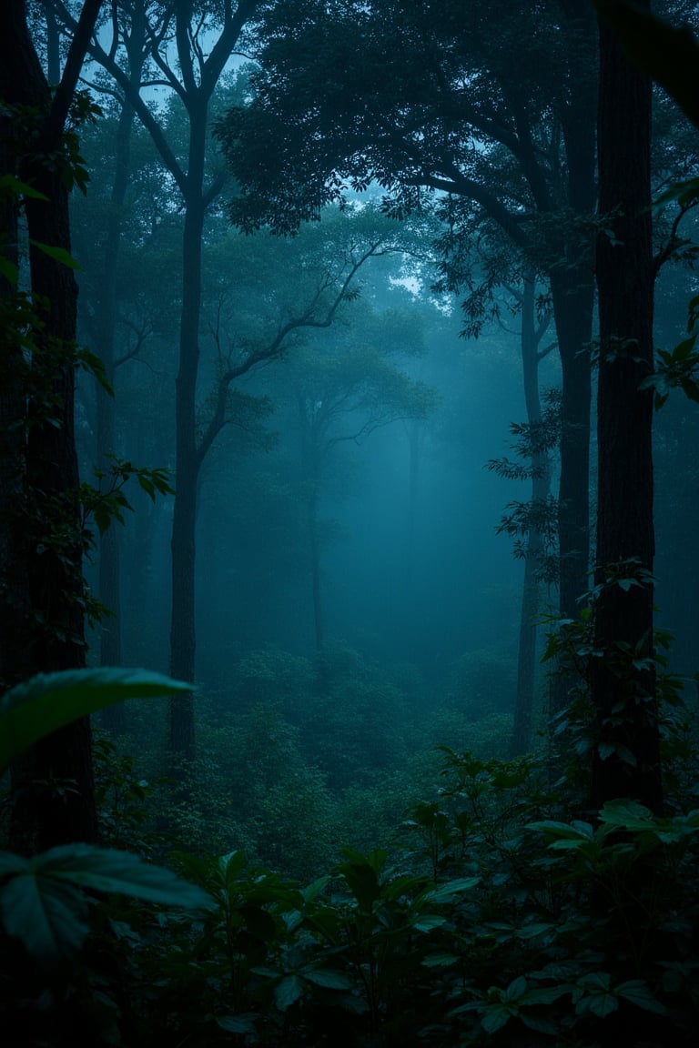 (best quality,realistic:1.37)thick dense forest,glowing fireflies,rainy night,moist air,foggy atmosphere,dripping leaves,dewy grass,majestic trees,mysterious shadows,serene ambiance,gentle raindrops,peaceful solitude,whispering breeze,nature's symphony,Latin American rainforest,enchanted evening,hint of moonlight,sparkling bioluminescence,lush vegetation,hidden treasures,nighttime wonderland,surreal beauty,mysterious flickering lights,emerald hues,calming sounds of nature,silhouette of wildlife,magical dance of lights,ethereal glow,flickering fireflies,hypnotic scene,enchanted forest,watercolor painting effect,subtle color gradients,soft lighting,sublime landscape.