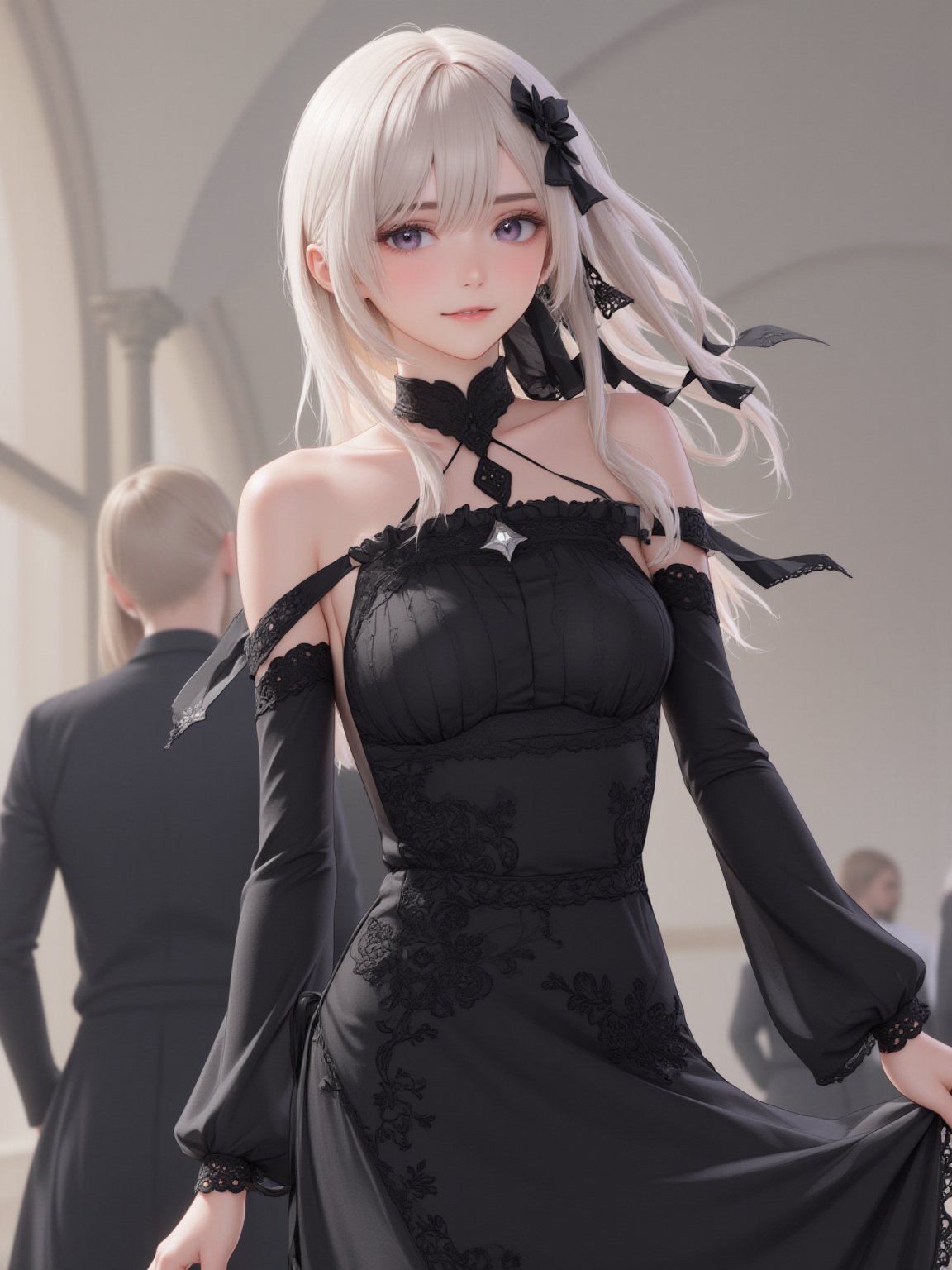 best quality, 8k, 8k UHD, ultra-high resolution, ultra-high definition, highres
,//Character, 
1girl, solo
,//Fashion, 
black dress
,//Background, 
,//Others, ,Expressiveh,
2bEimi