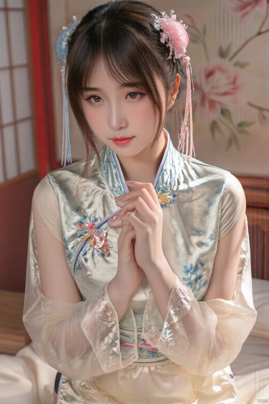 (1girl:1.3), (best quality, masterpiece, ultra high resolution),(photorealistic:1.3), (realistic:1.3), depth of field,(full body:1.2), (day:1.2), (cinematic lighting:1.2), qipao