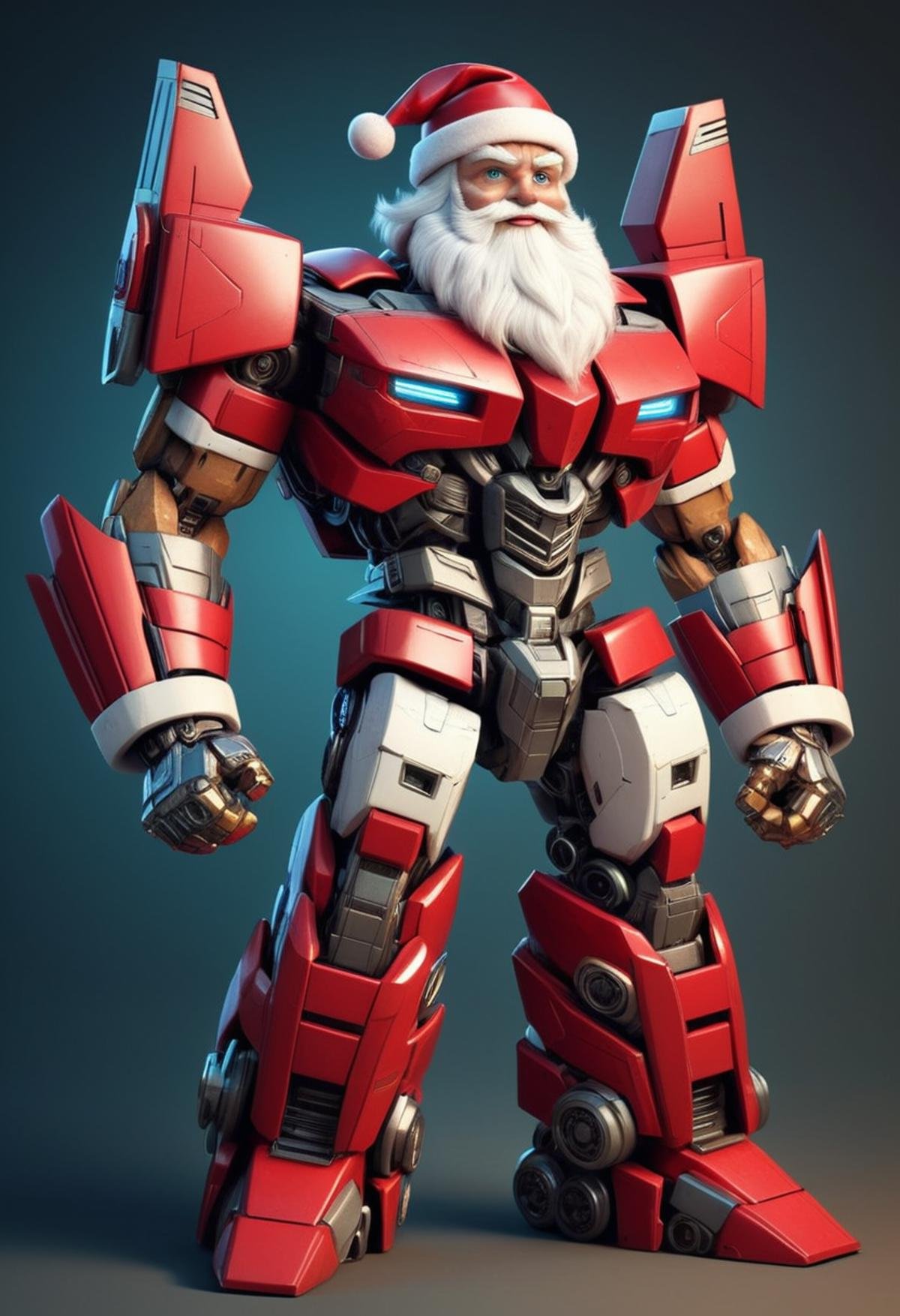 Santa Claus stylized in the TransformersStyle <lora:TransformersStyleXL-000009:0.5> 