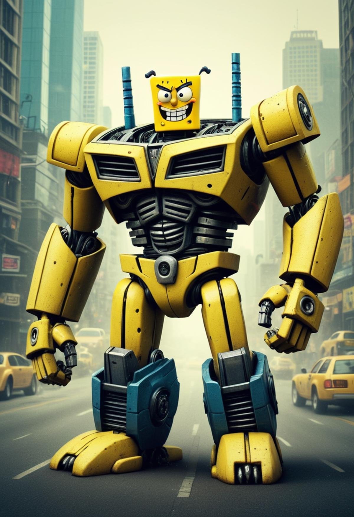 sponge bob<lora:TransformersStyleXL-000009:0.4> TransformersStyle