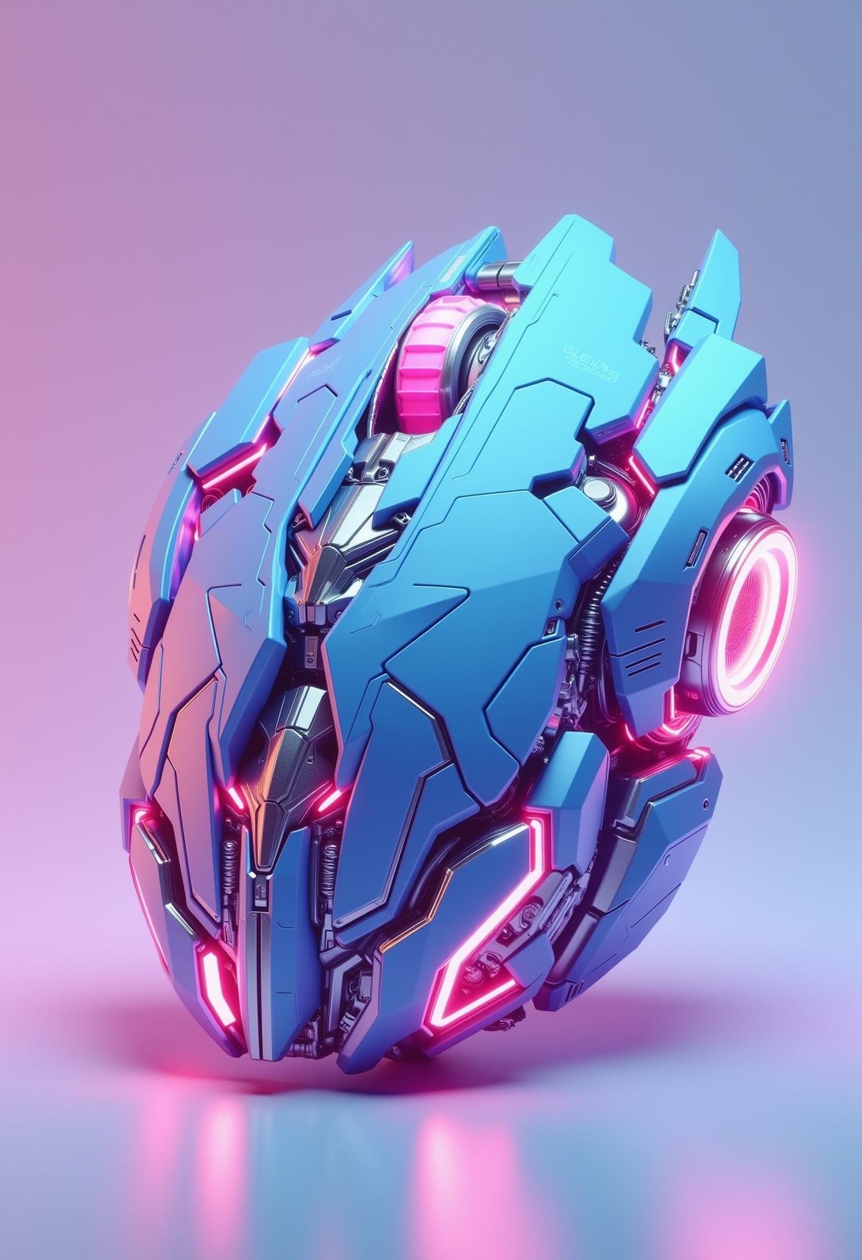 a cyan and light pink mech mouse<lora:dvr-transformers-flux:1>