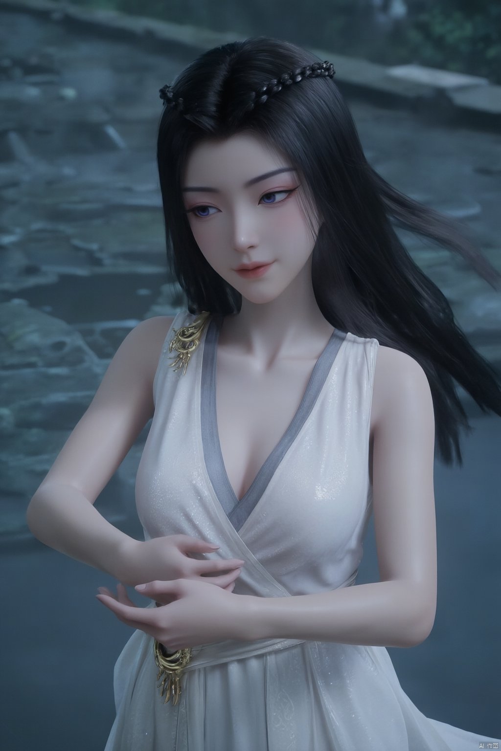 Best quality, Realistic, photorealistic, masterpiece,1girl,Xyuanyao,(big breasts:1.99),(Lotus, lotus pond:1.3),Xyuanyao