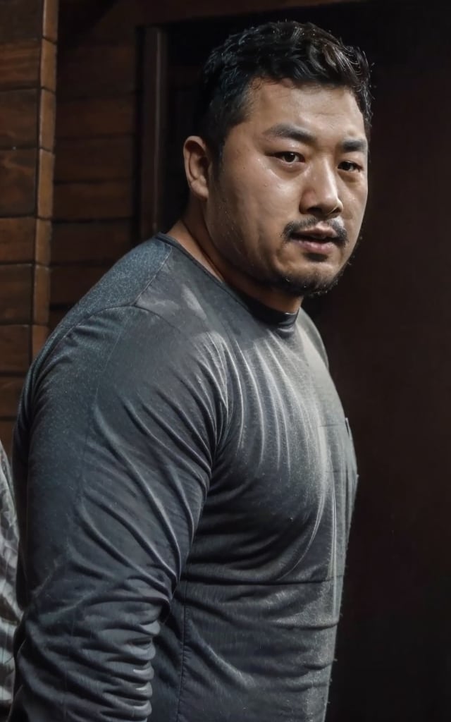 Wangyan,solo,facial hair,chubby,hunk