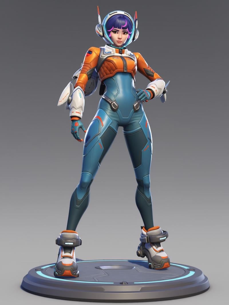 Juno stands on platform, full body,  hero pose, <lora:juno_overwatch_2:1>