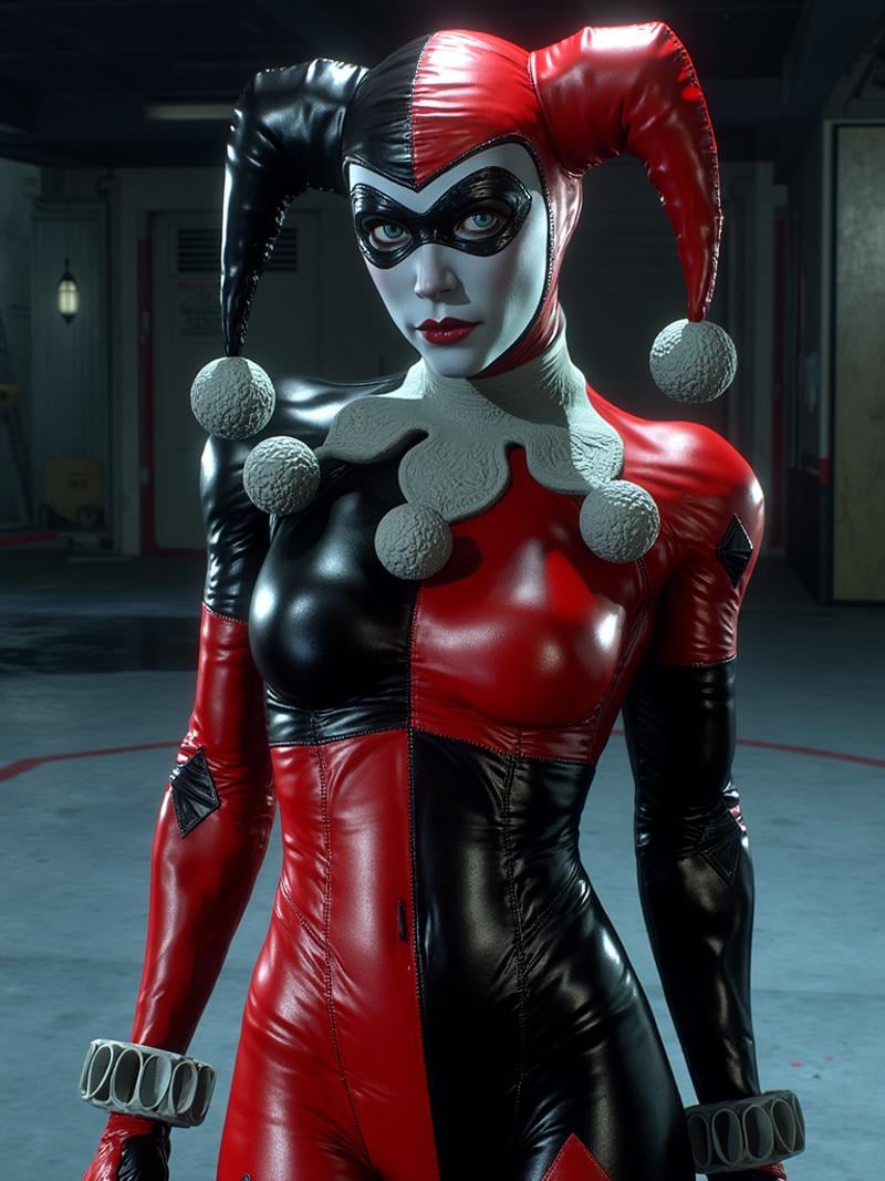 Harley Quinn,  <lora:harley_quinn_classic_batman_arkham_knight:1>