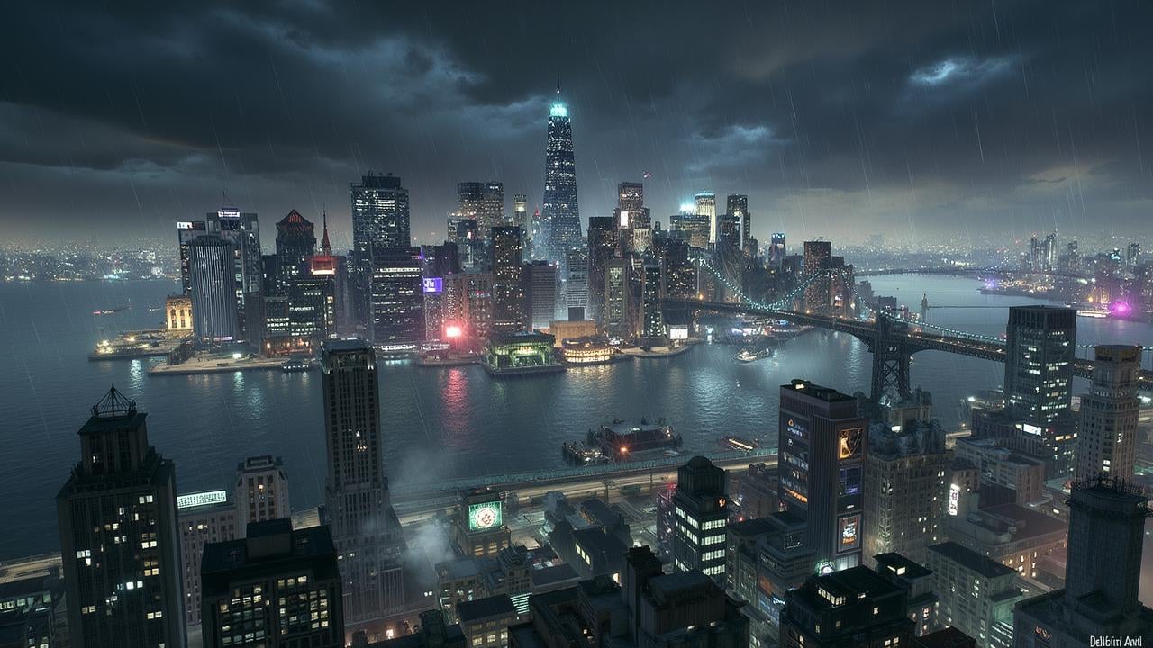 Gotham City,  <lora:gotham-city-batman-arkham-knight:1>