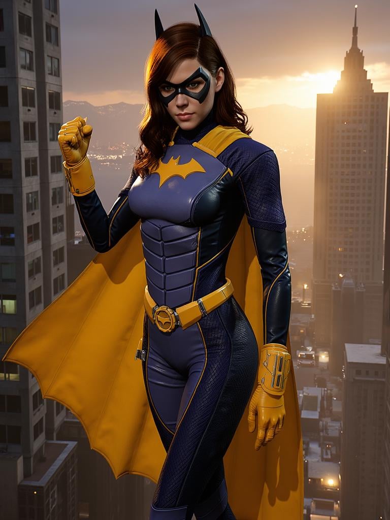 Batgirl, full body, hero pose,  <lora:batgirl_gotham_knights_v2:1>