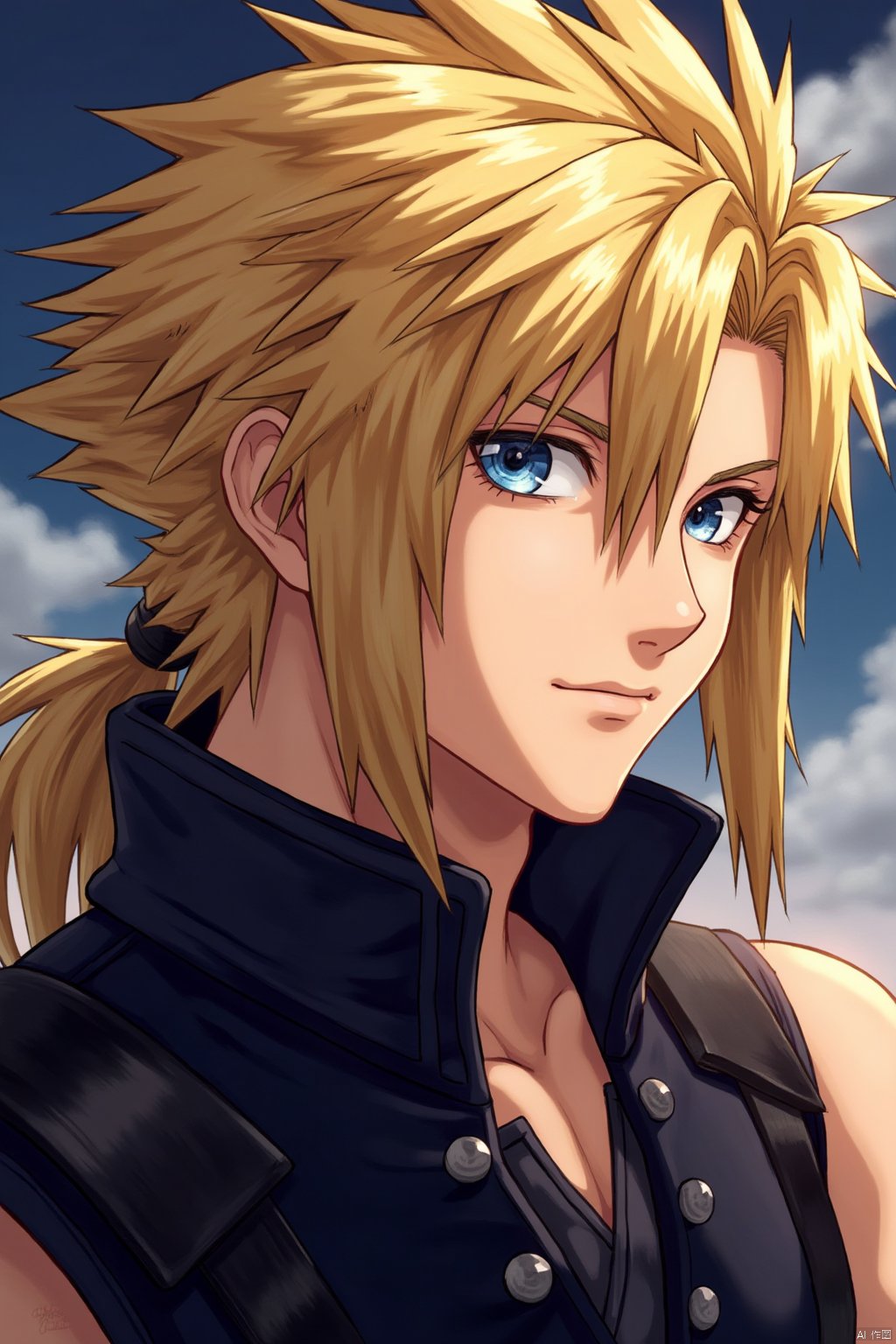 cloud Strife, half-length close-up