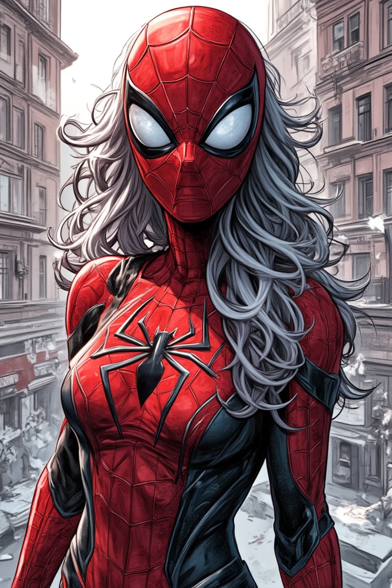 Spider girl, red and white,PTAIWcomic