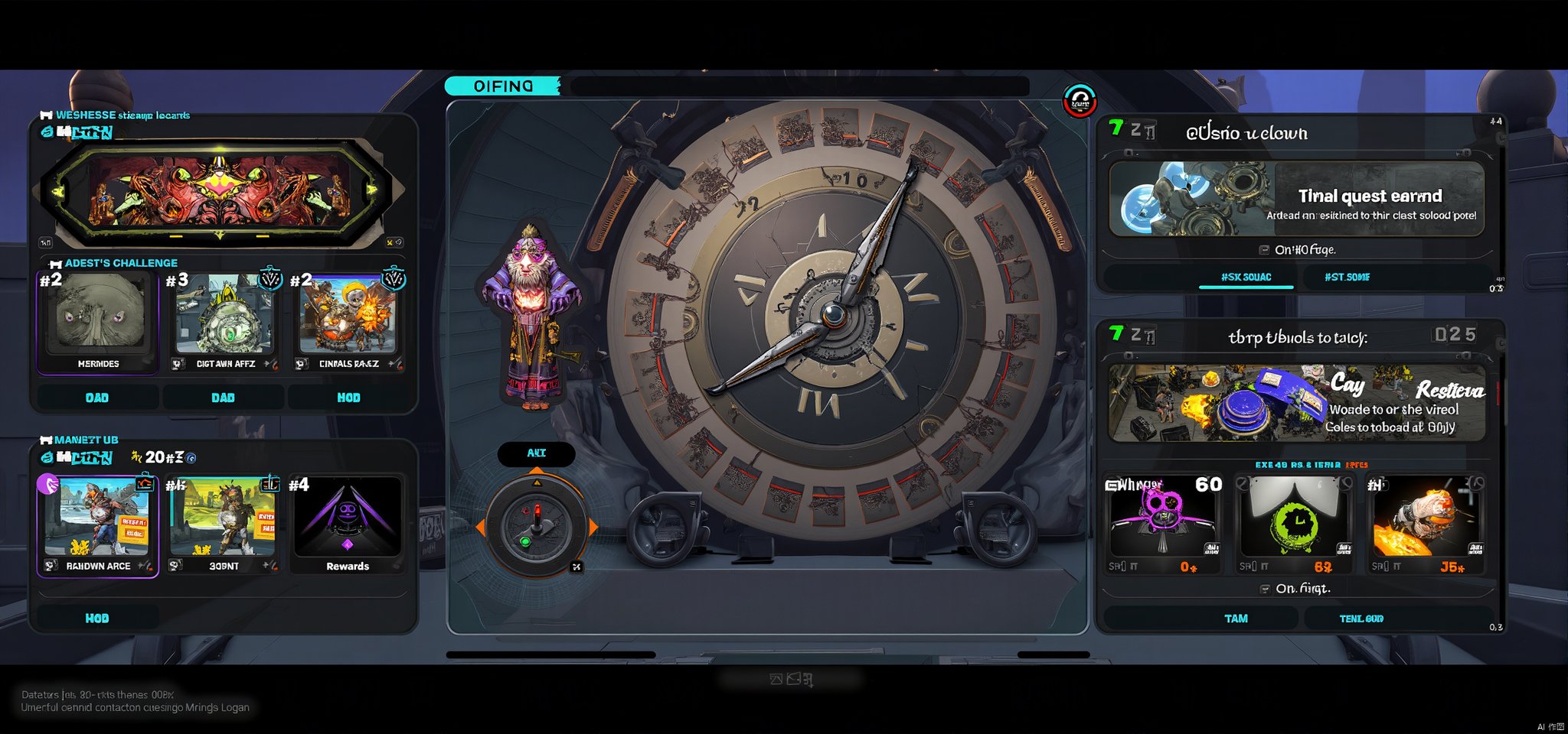 This activity interface is futuristic, with a graffiti-style time gap in the background and space debris suspended in the air. The central activity schedule is displayed as a giant broken clock, time nodes are marked in graffiti style, and each completed task will fill in the cracks in the clock. On the left side, quests completed and rewards earned are displayed in a light and shadow pattern, while on the right side is a preview of challenges and rewards to be unlocked