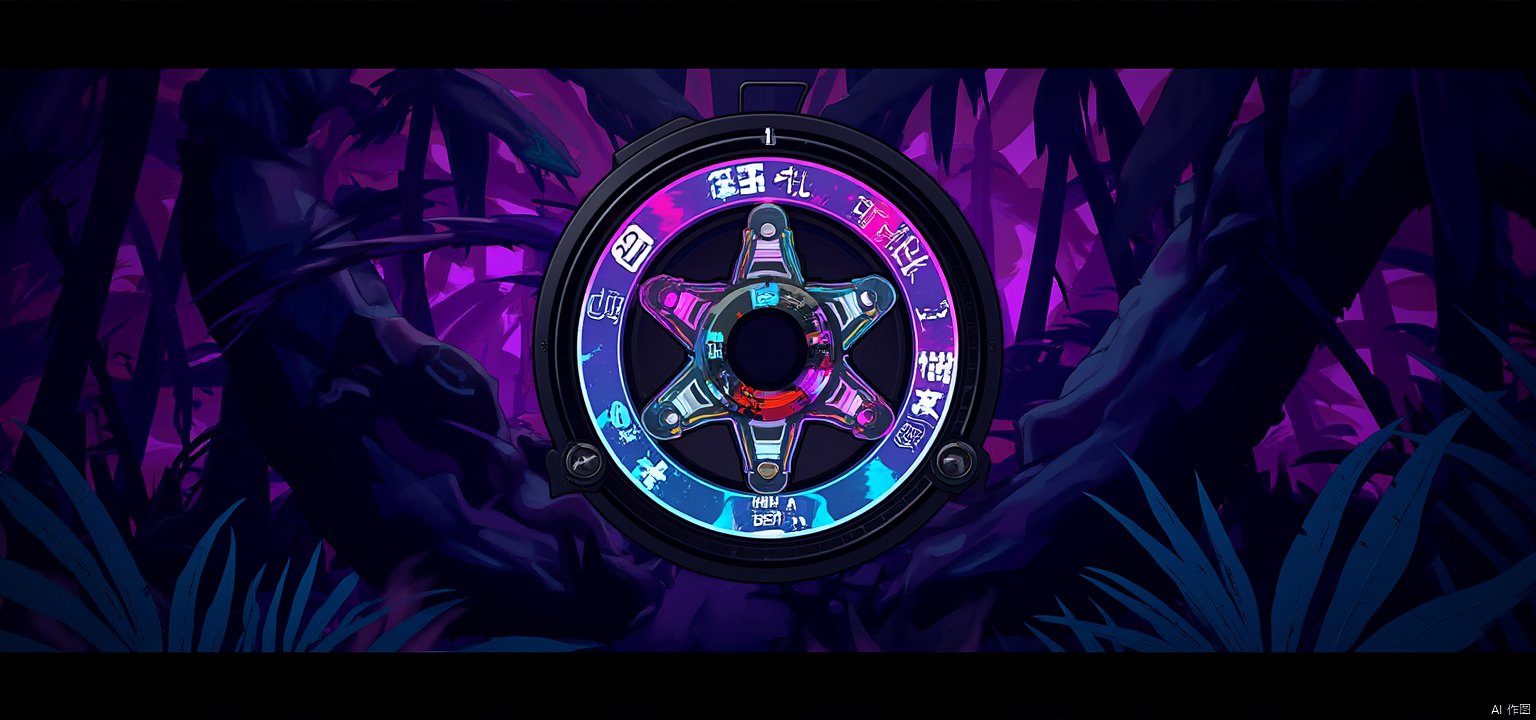 In this interface, the graffiff-style tropical jungle scene incorporates more elements of the night, the trees and vines appear more mysterious against a dark background, the use of purple and turquoise light effects, as if you are in a fantasy jungle full of fluorescent plants. The central compass frame is transformed into a luminous graffiti pattern, and the edges are decorated with graffiti of flying night bats and fluorescent flowers, highlighting the theme of night adventure. The tasks and route maps inside the compass are displayed in a softer light, as if the markings had been smeared with glow-in-the-dark spray paint