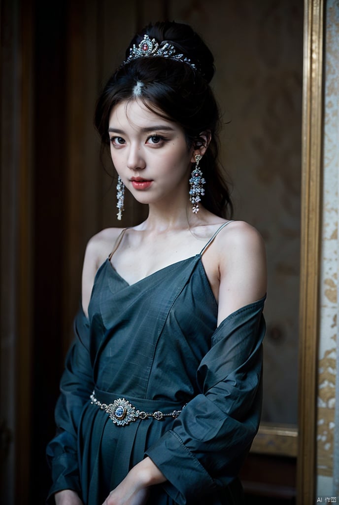 1girl,The overall setting exudes an atmosphere of historical grandeur, possibly depicting royalty or nobility within the context of East Asian culture.