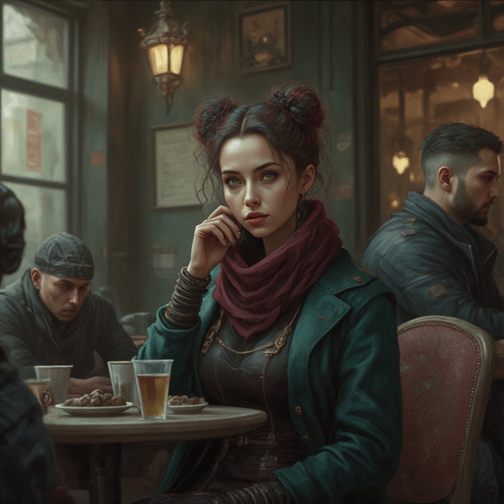 victorianox, portrait of a beautiful girl in a coffee shop