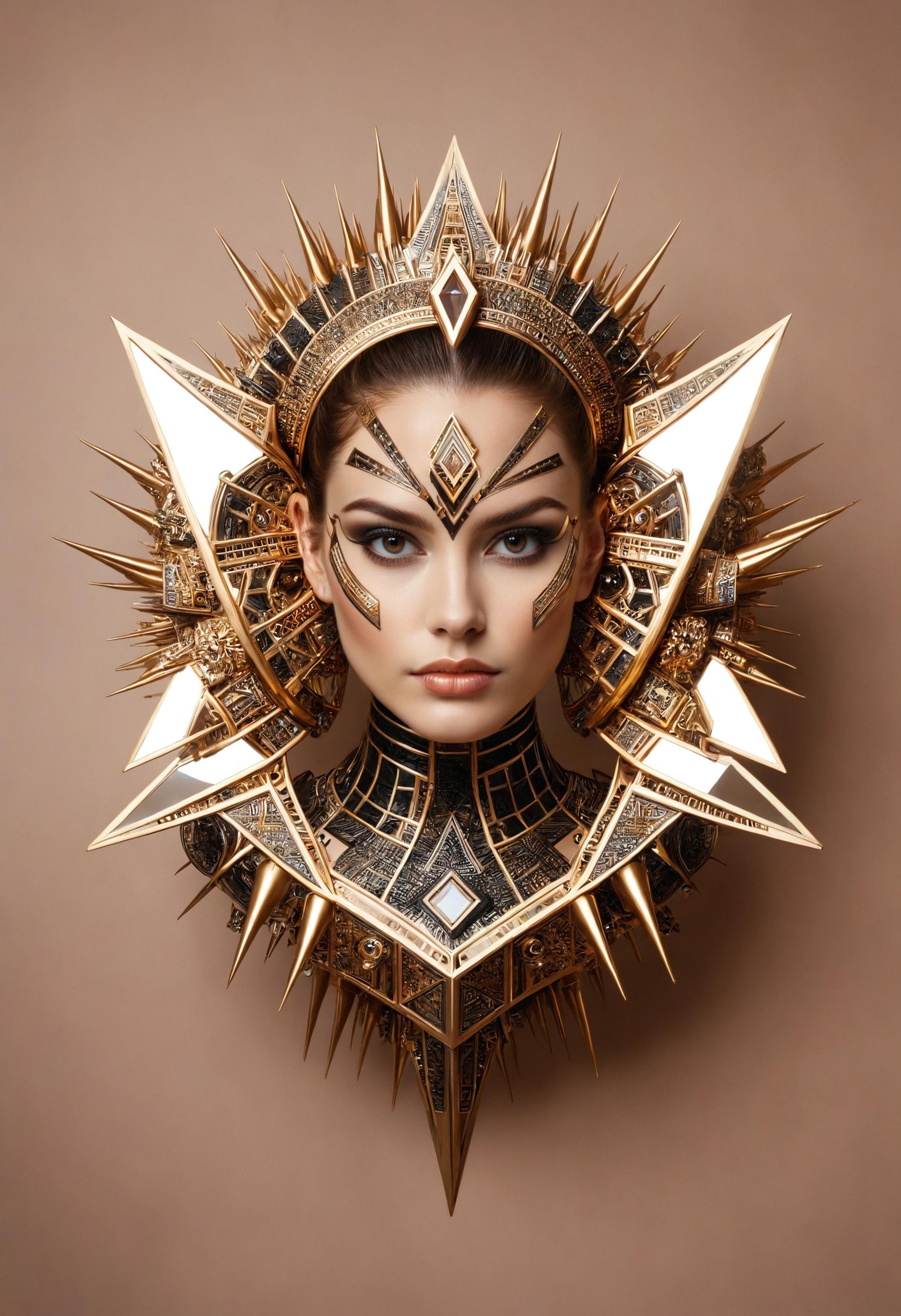 [ floating overlapping hollow polygons pin : a woman portrait inspired by spikes , mirrored imagery, ash  bender, fast shutter speed <lora:dvr-frft:0.8> dvr-frft : 5]